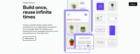 how Figma incorporates app interface elements into the landing page