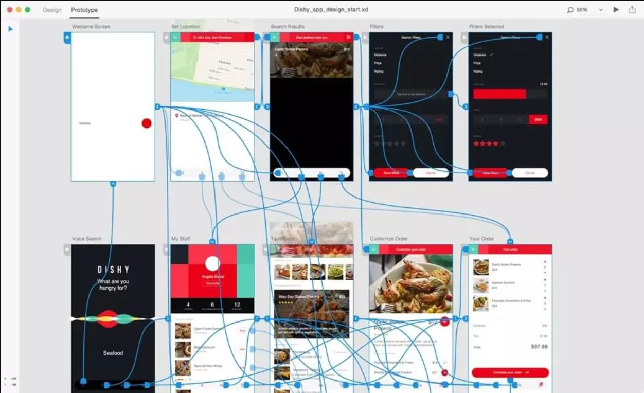 Adobe XD prototype example