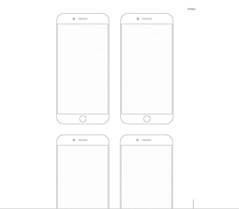 prototype templates with sketches of smartphone