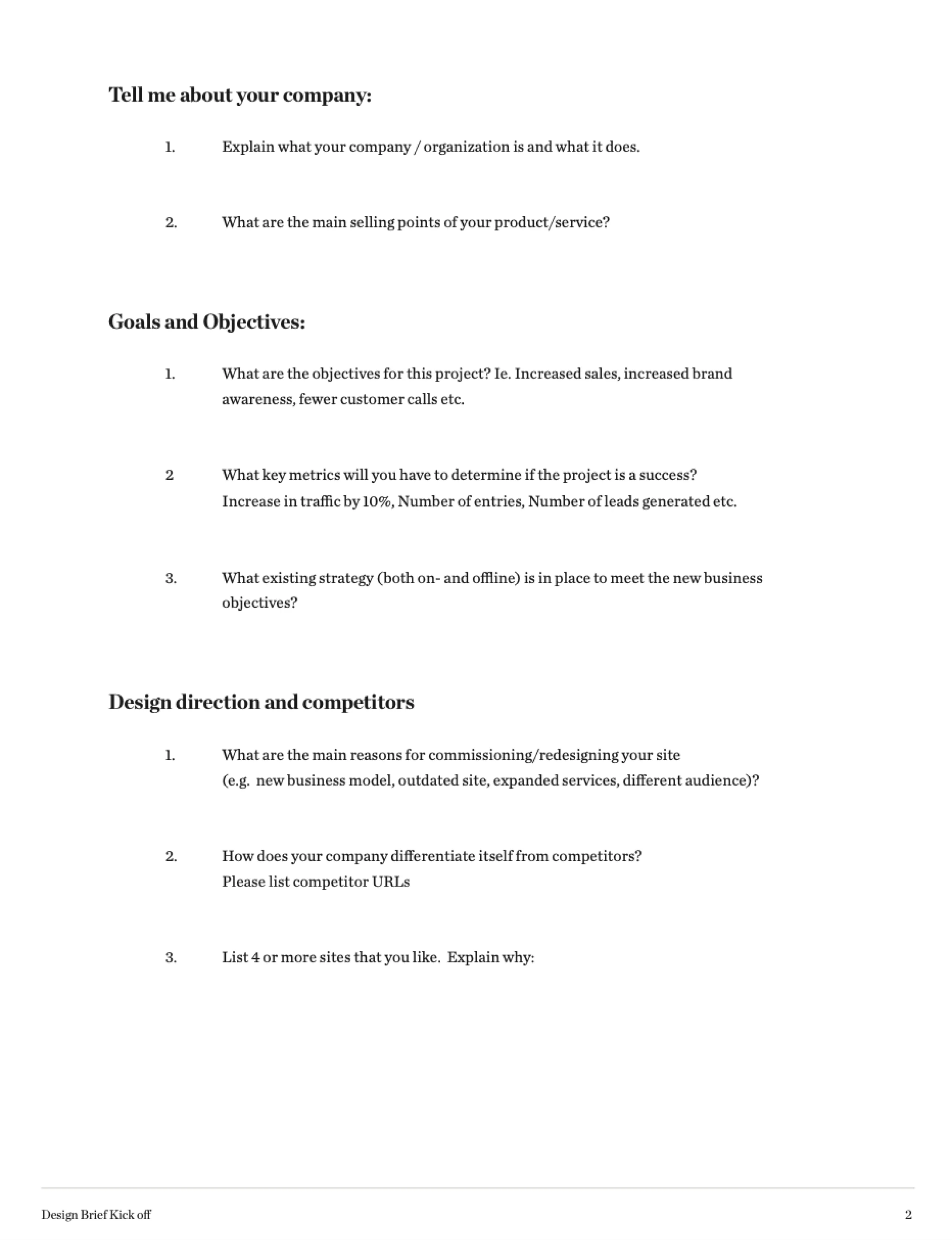 Design brief example