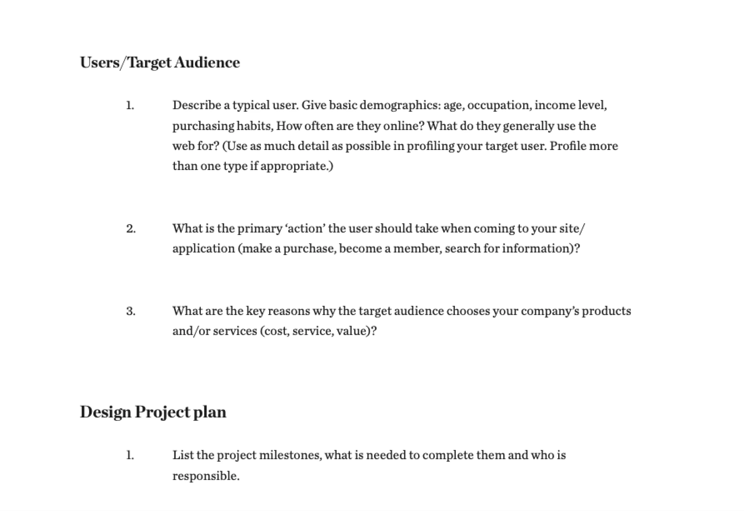 Design brief example