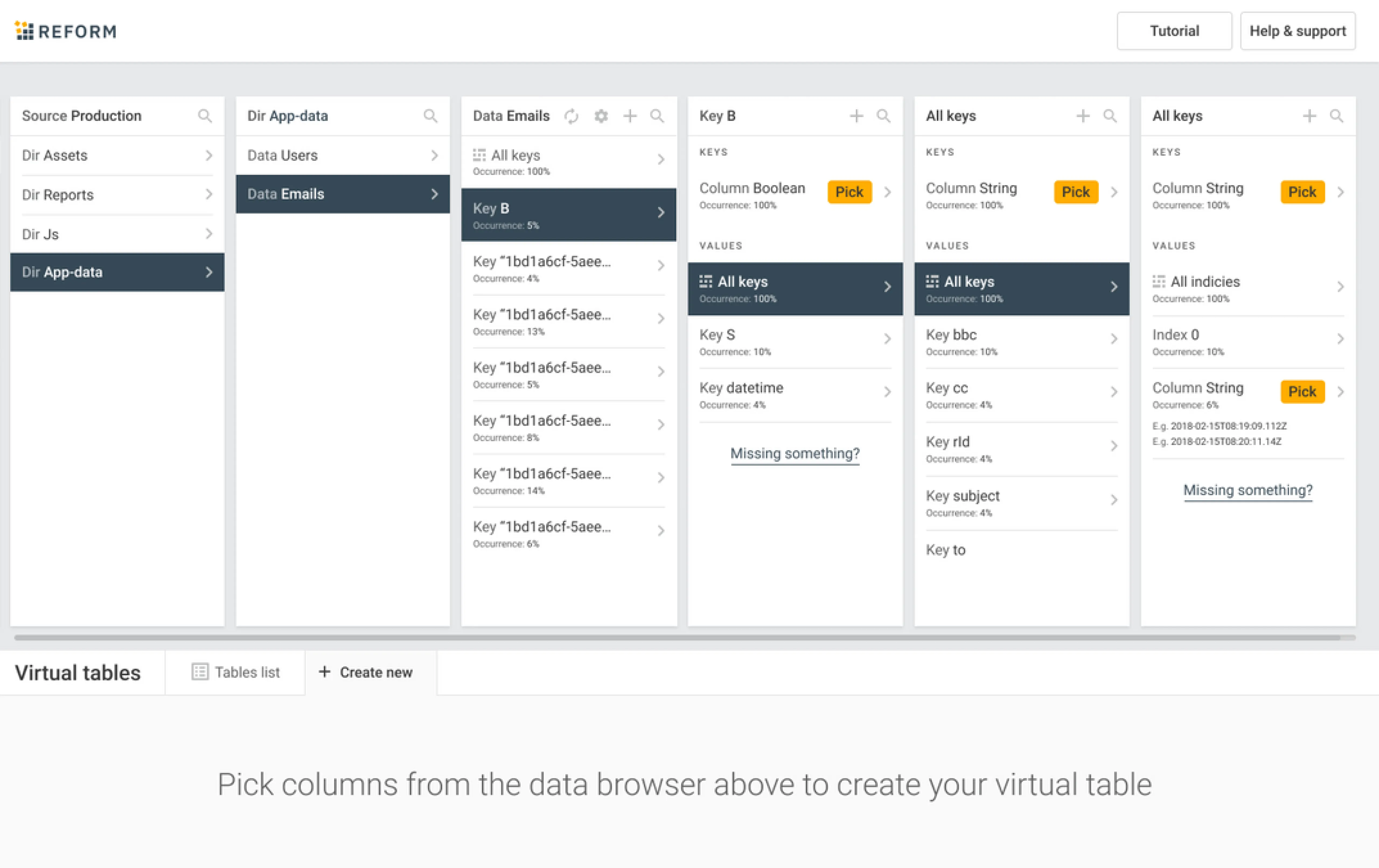 card-based UI design example for a data visualization app