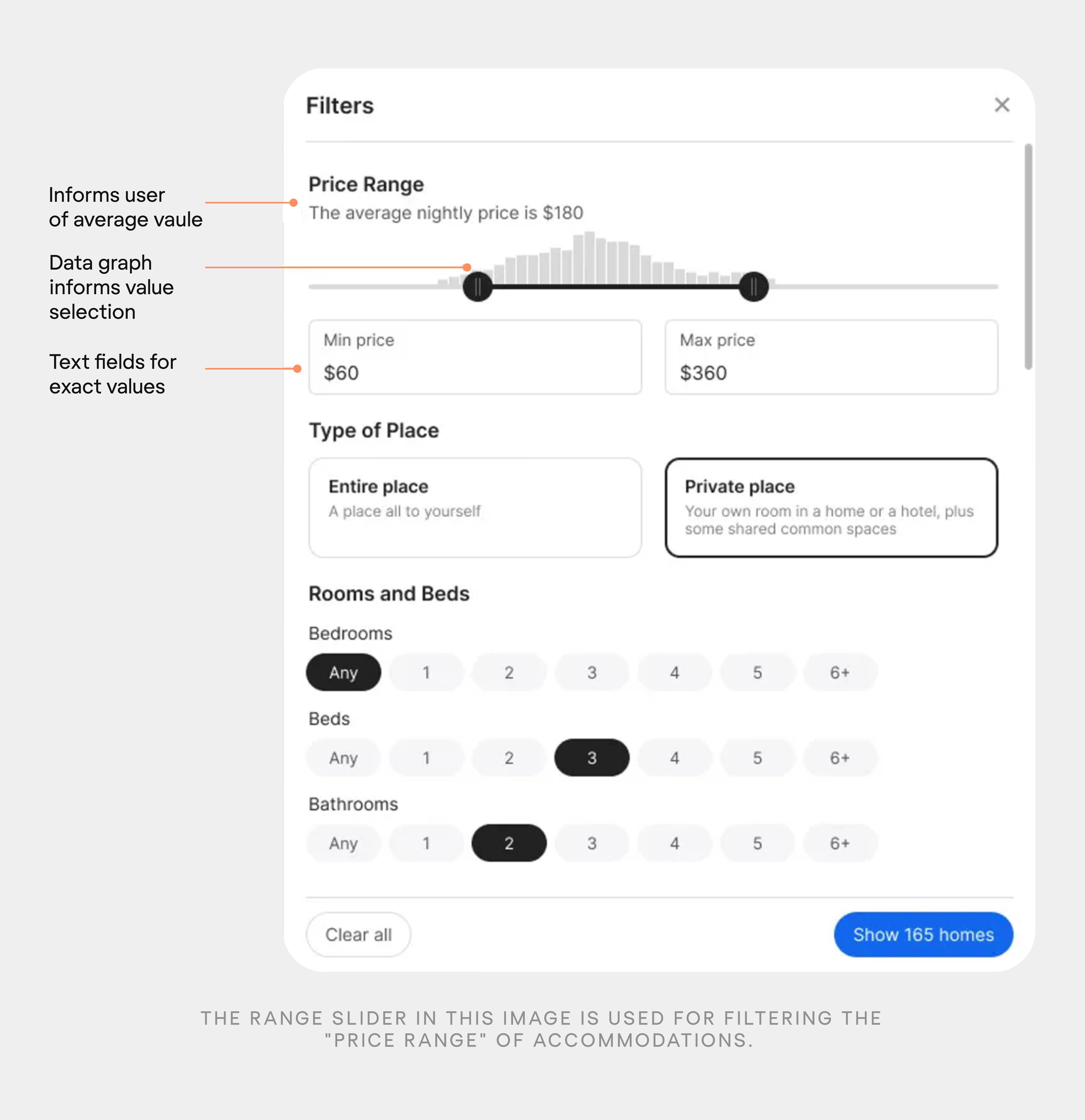 best practices to design range slider filter