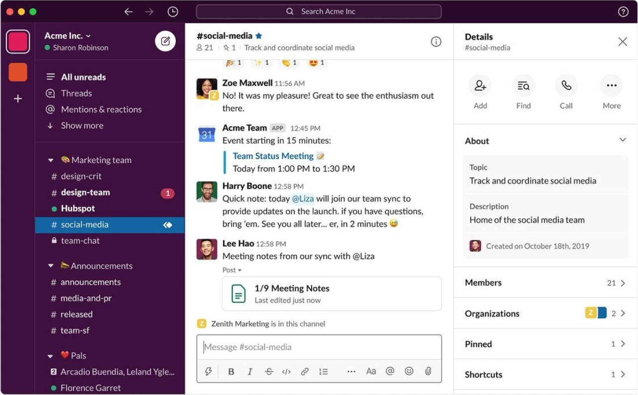 use of contrast in Slack's design