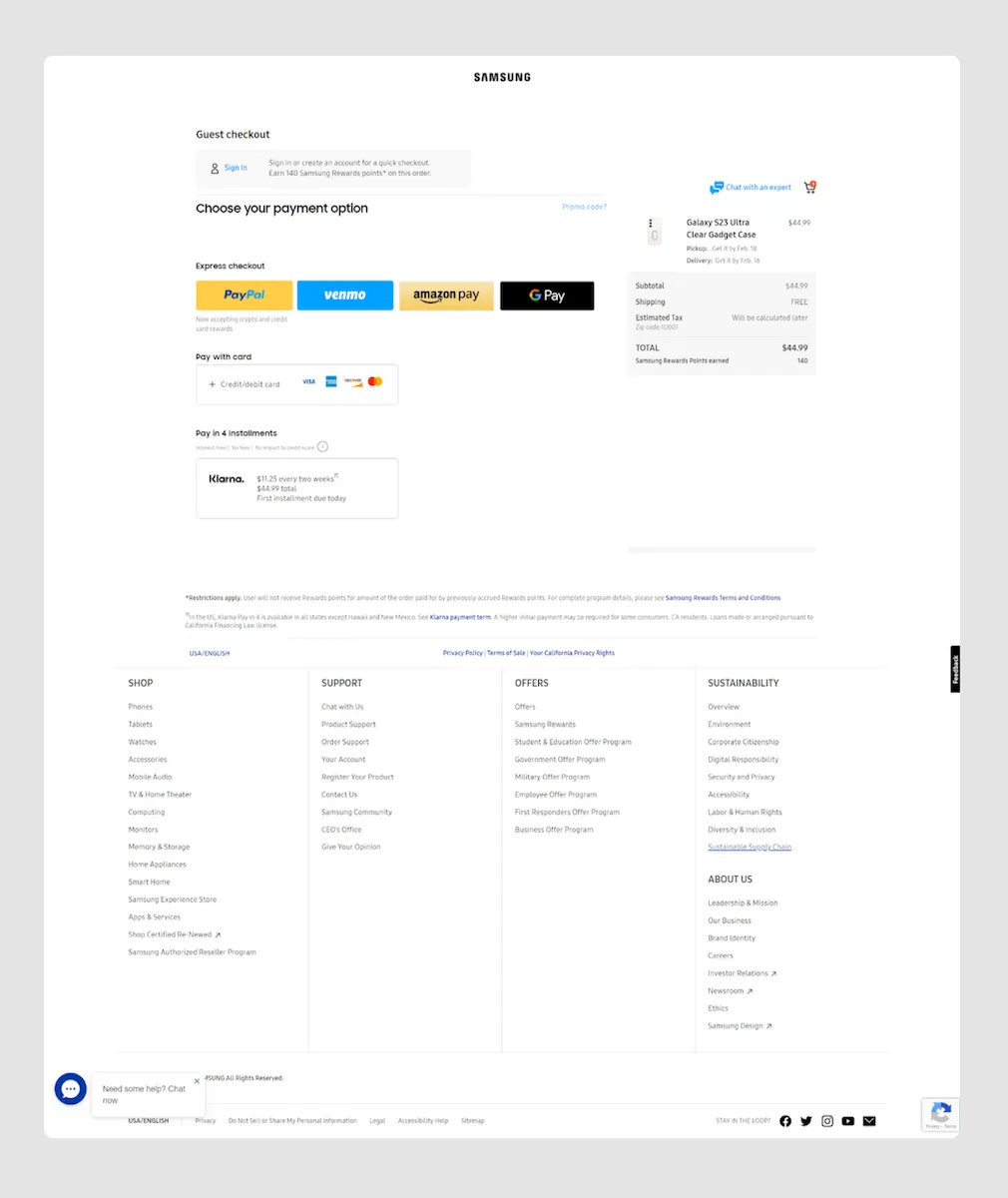 checkout form design example