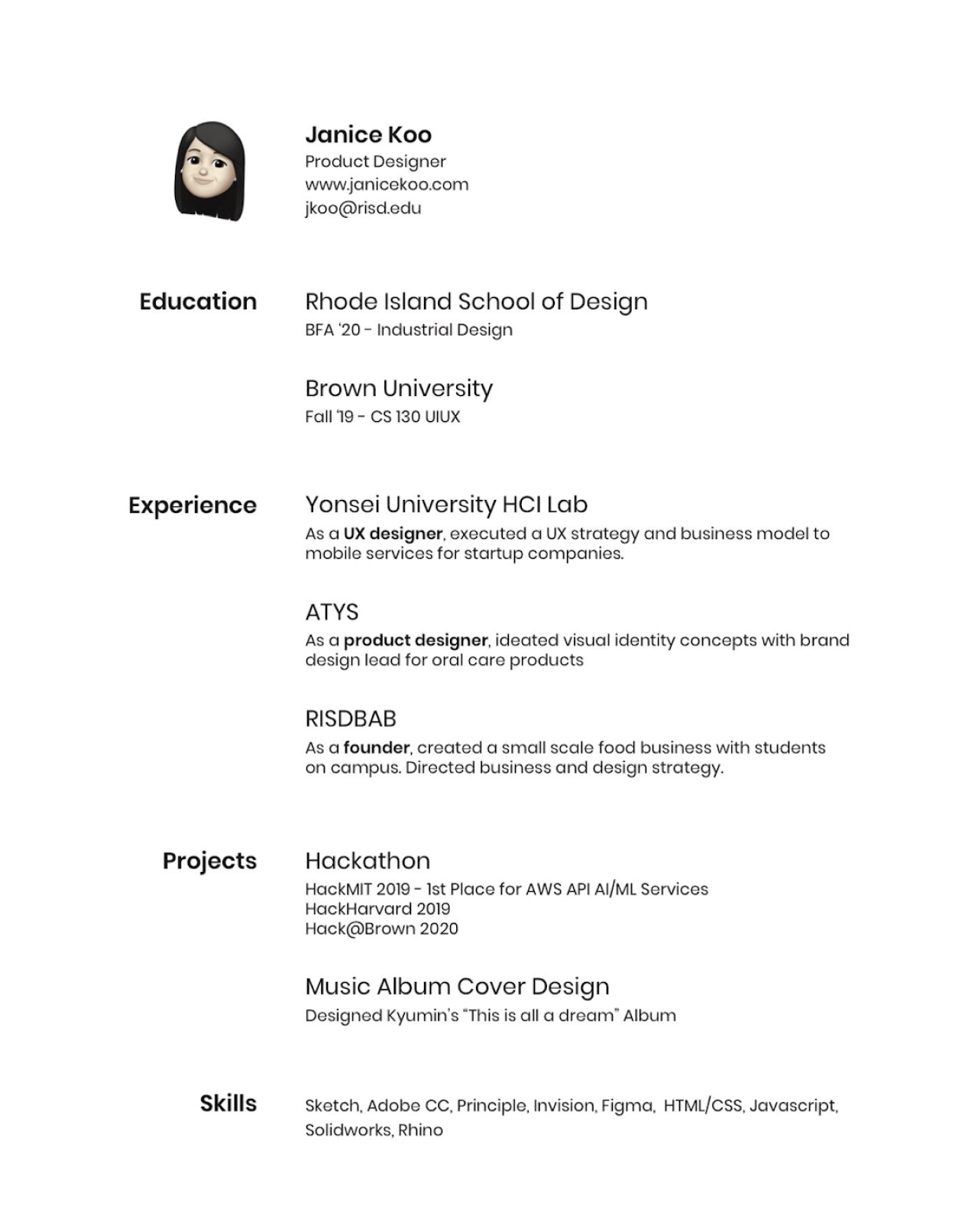 minimalist CV design