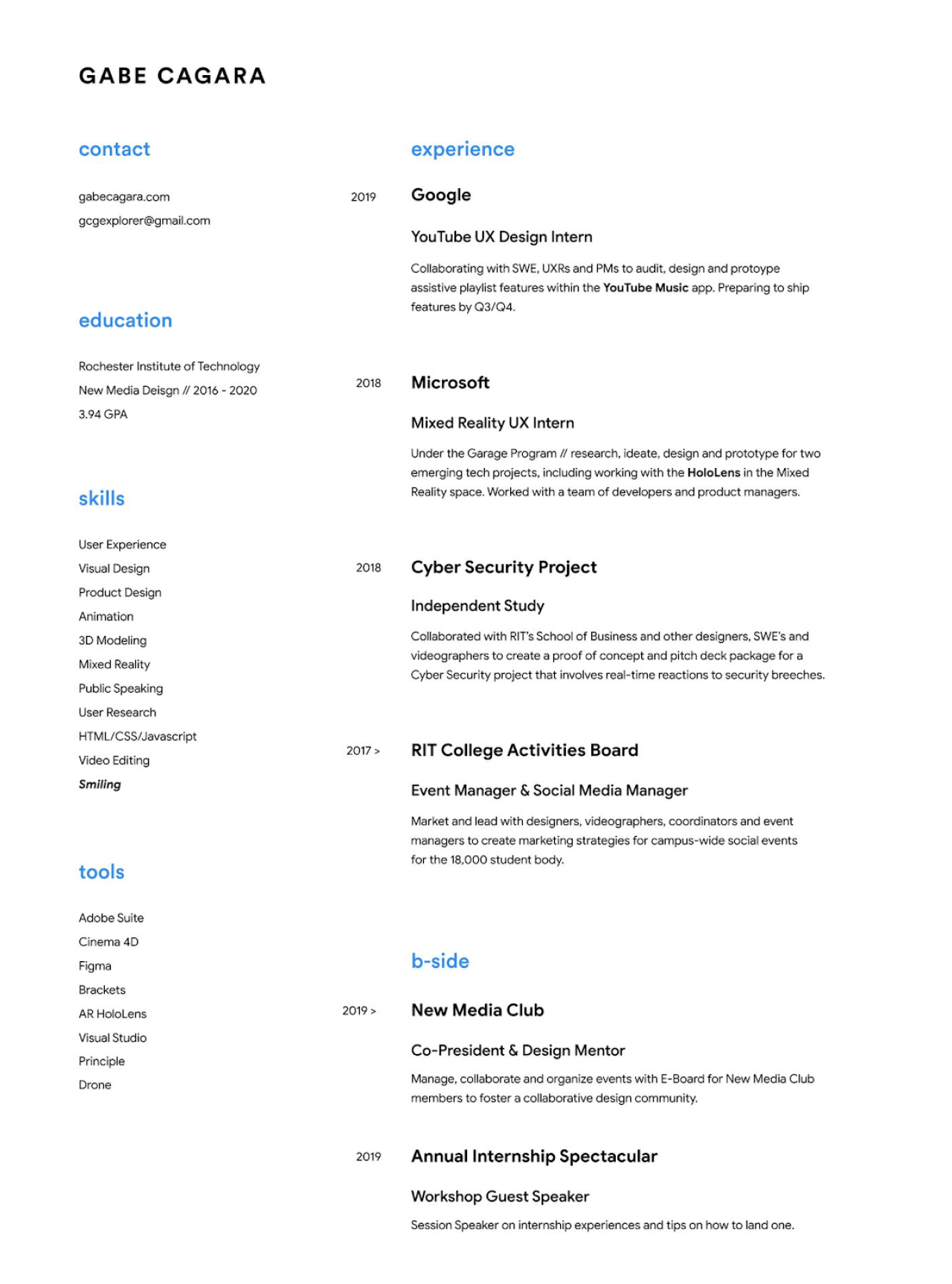 UX designer resume example