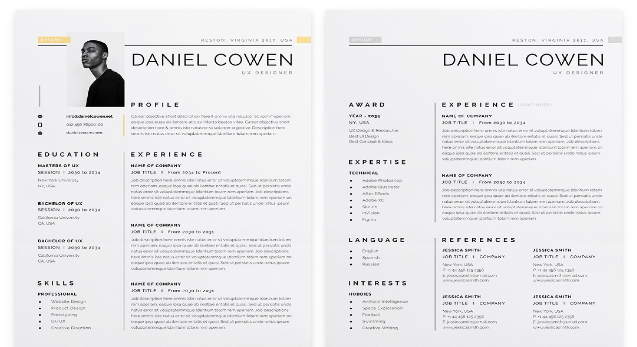 good-looking UX designer resume example