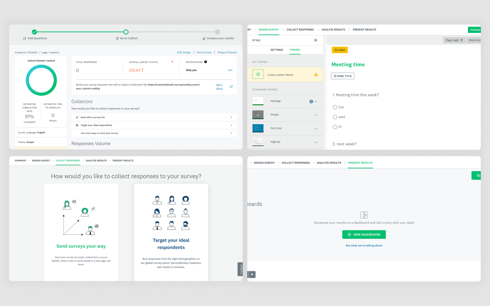 A picture of SurveyMonkey’s survey creation wizard, featuring a user-friendly interface with step-by-step guidance for designing and customizing surveys