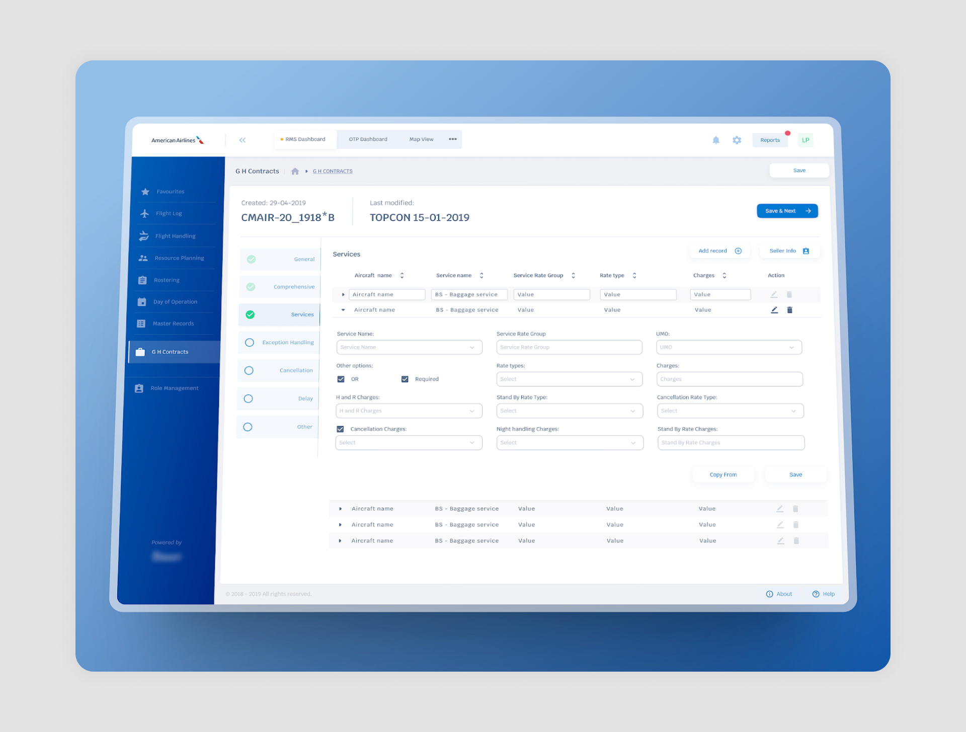 An example of Aviation SAAS Web Application's Complex Form UX UI Design from Dribbble