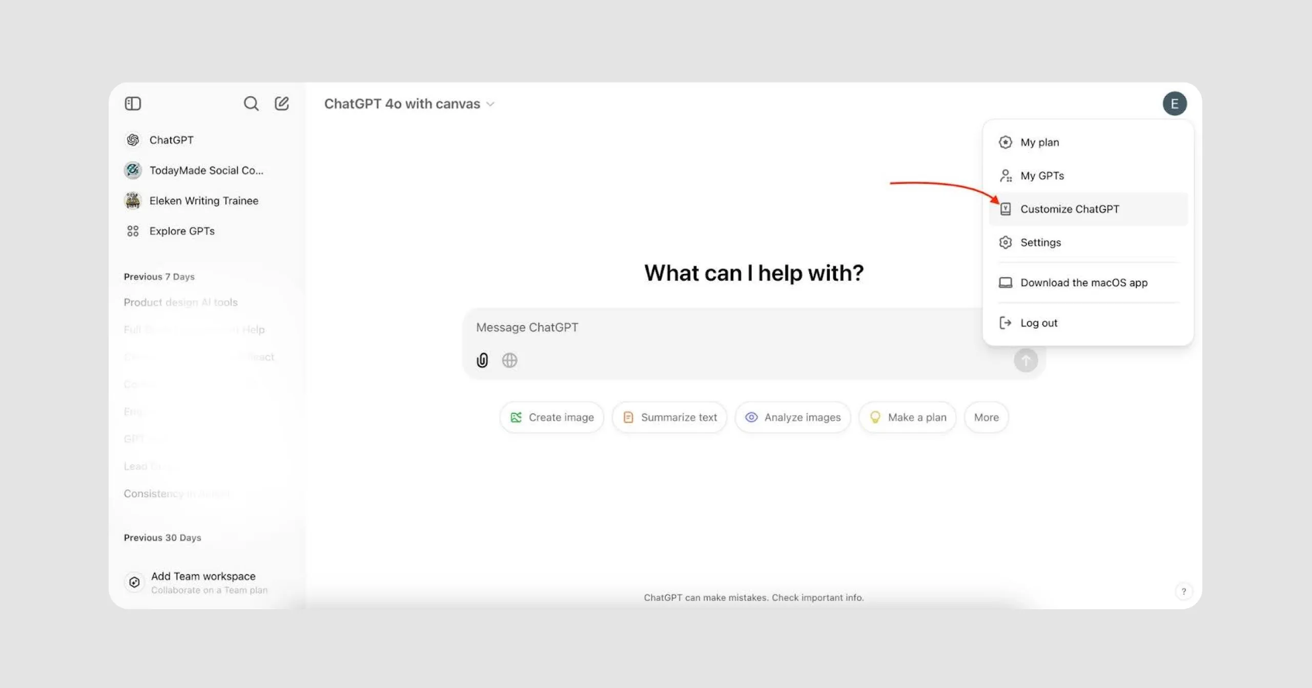an instruction on how to customize GPT's answers