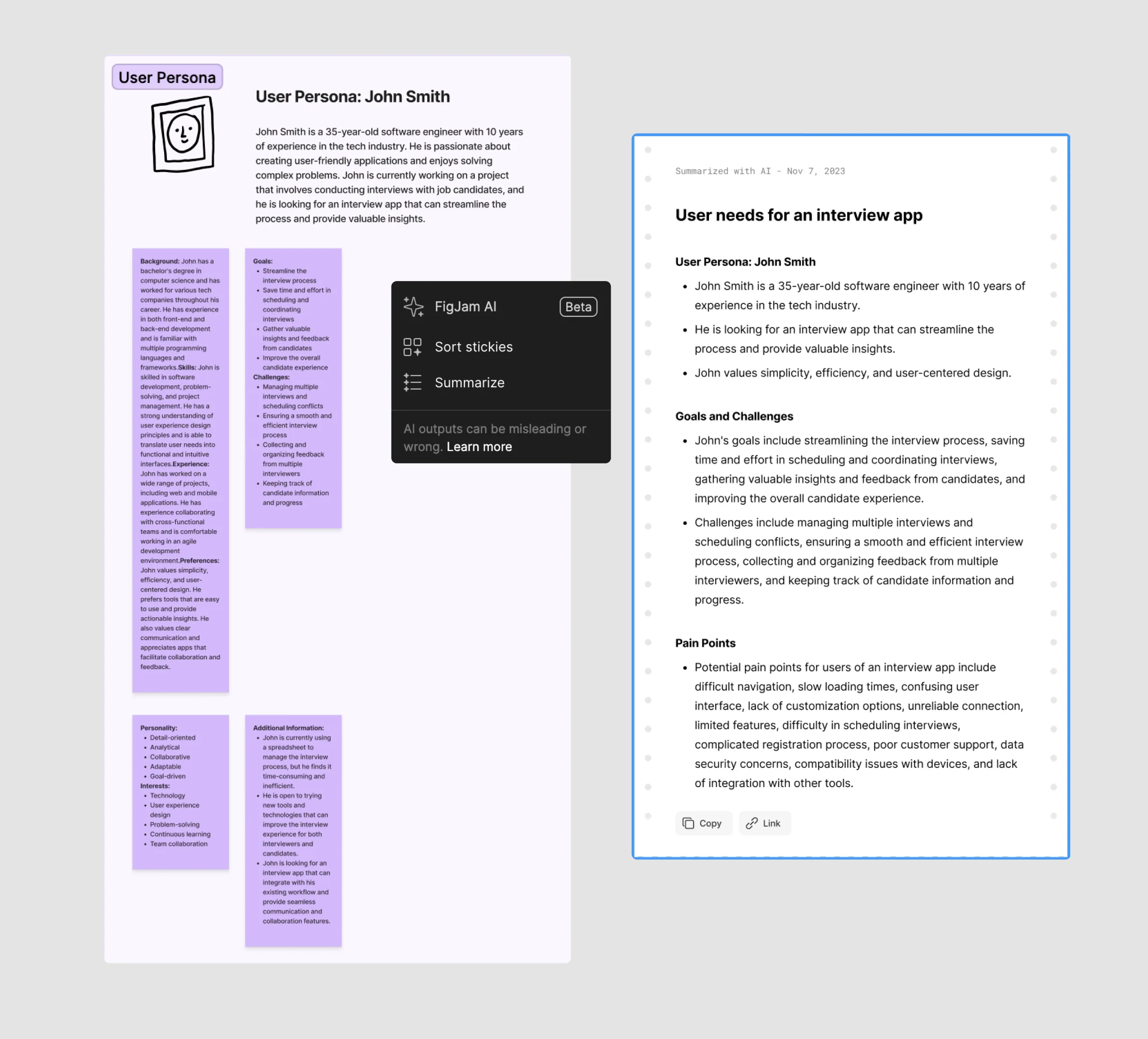 user personas generated with Figjam AI