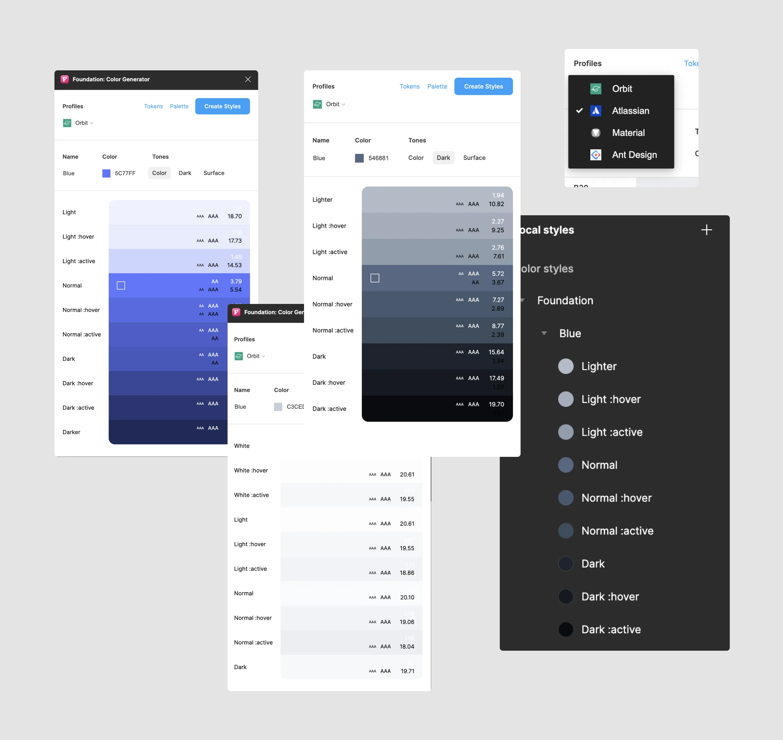 example of using Figma plugin Foundation Color Generation
