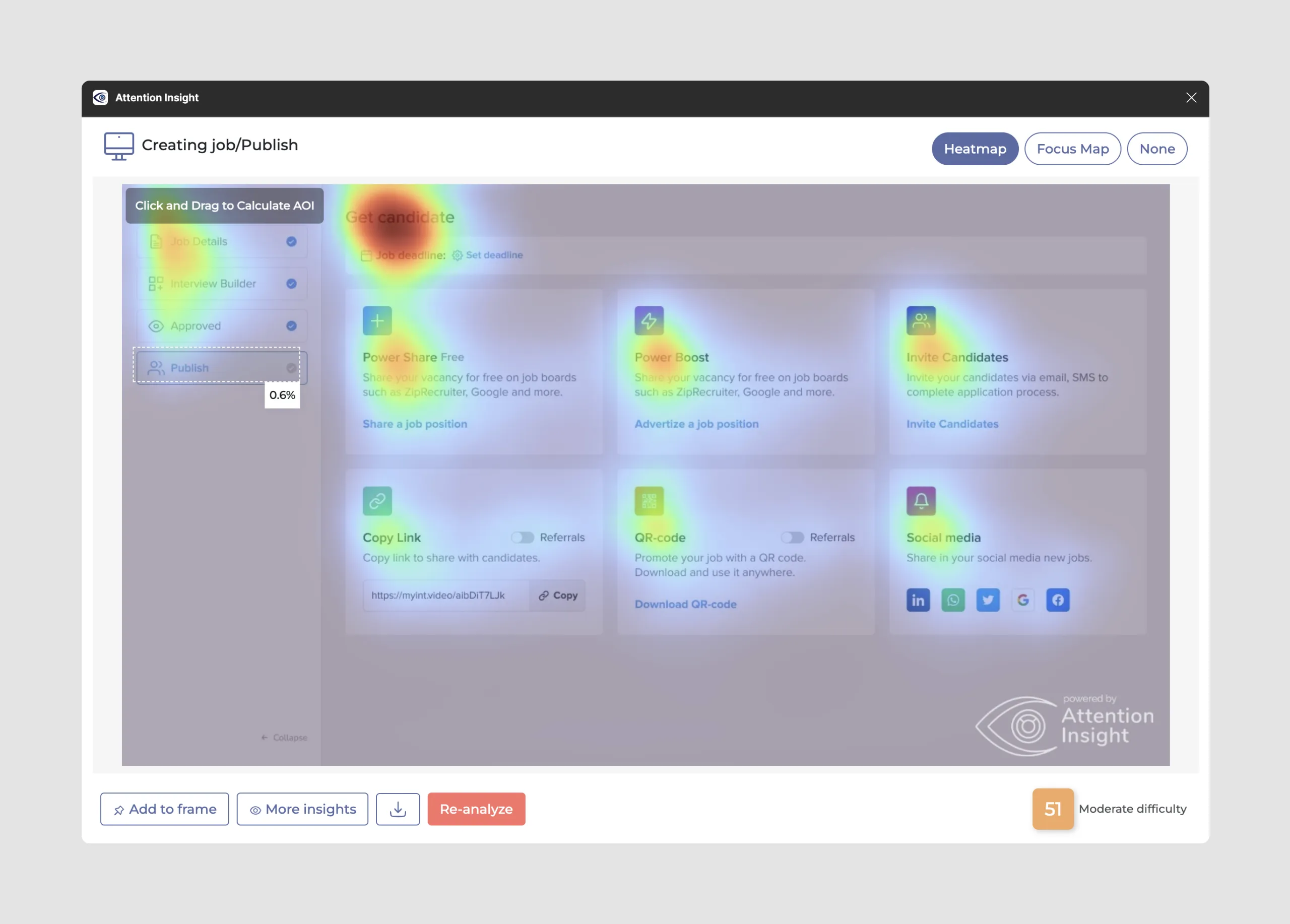 Attention Insight AI tool used for heat mapping by product designers
