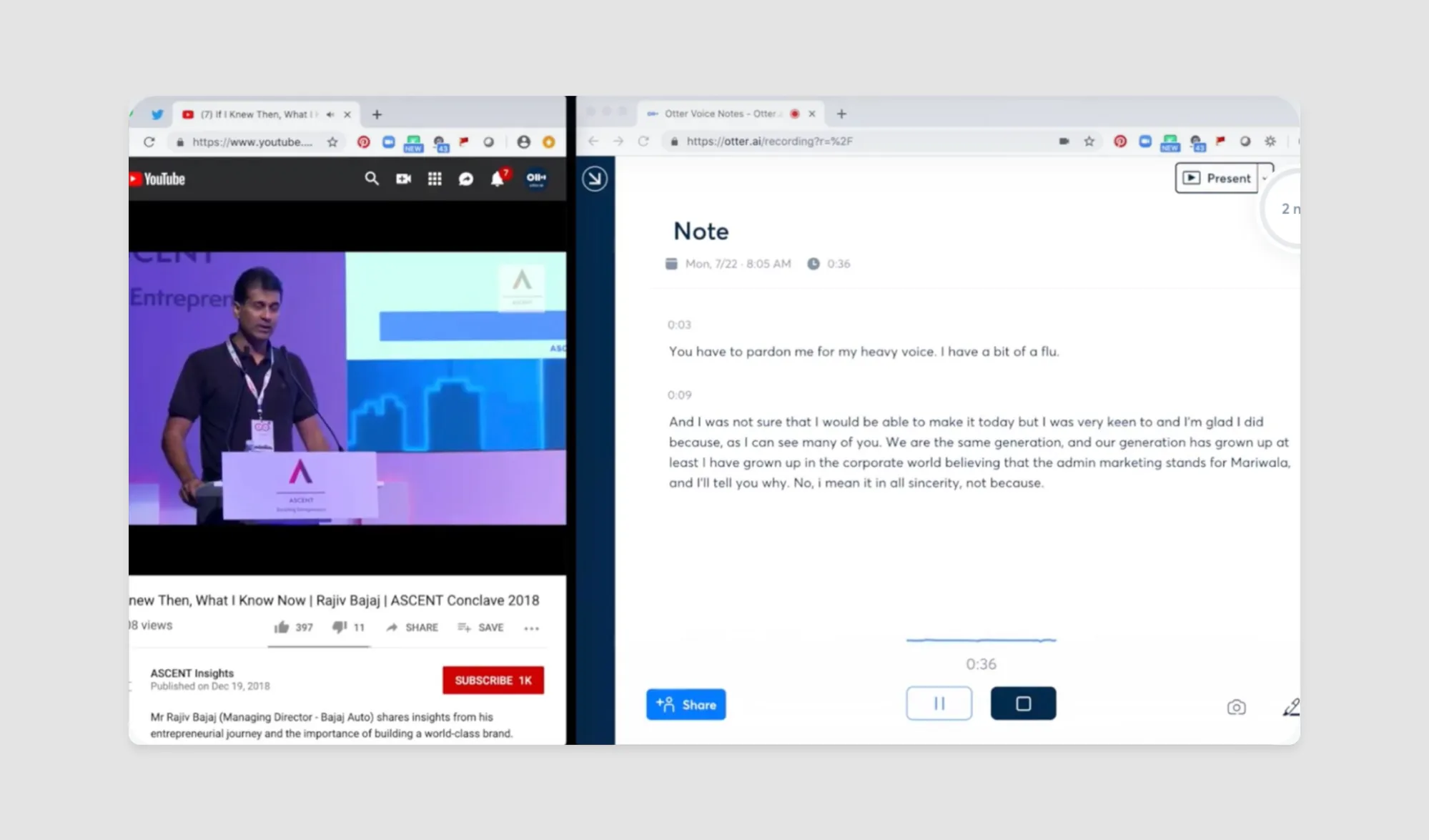 Using AI transcription for field study during UX research