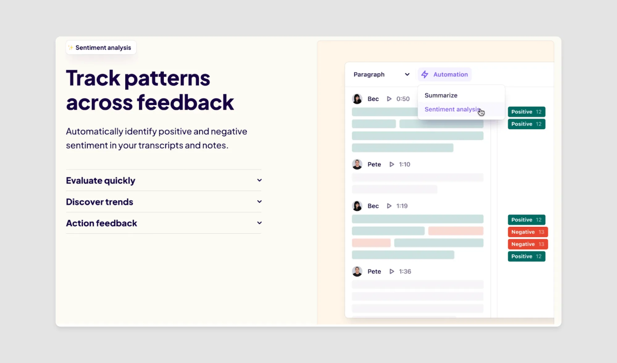 Using Dovetail AI for UX research, specifically for sentiment analysis