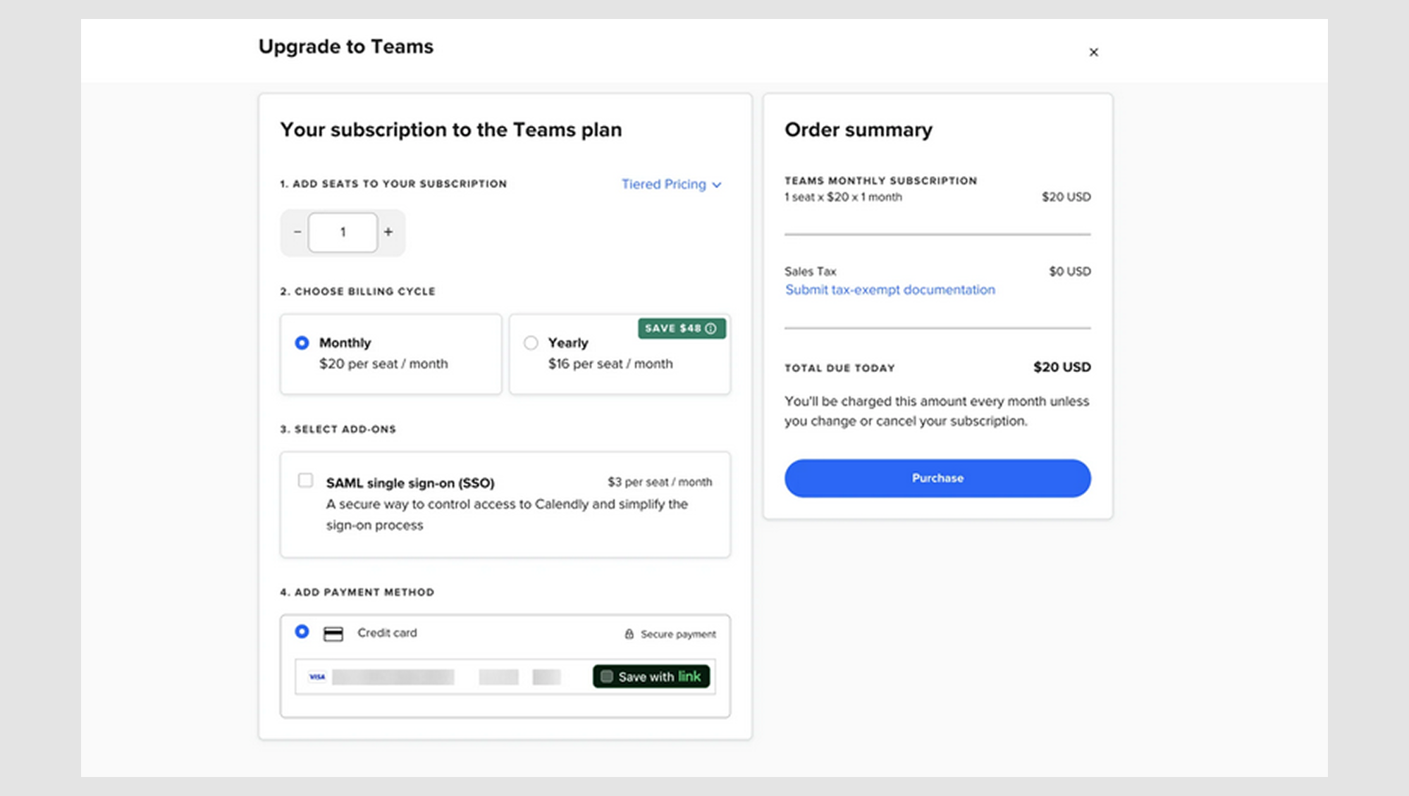 Radio buttons for payments