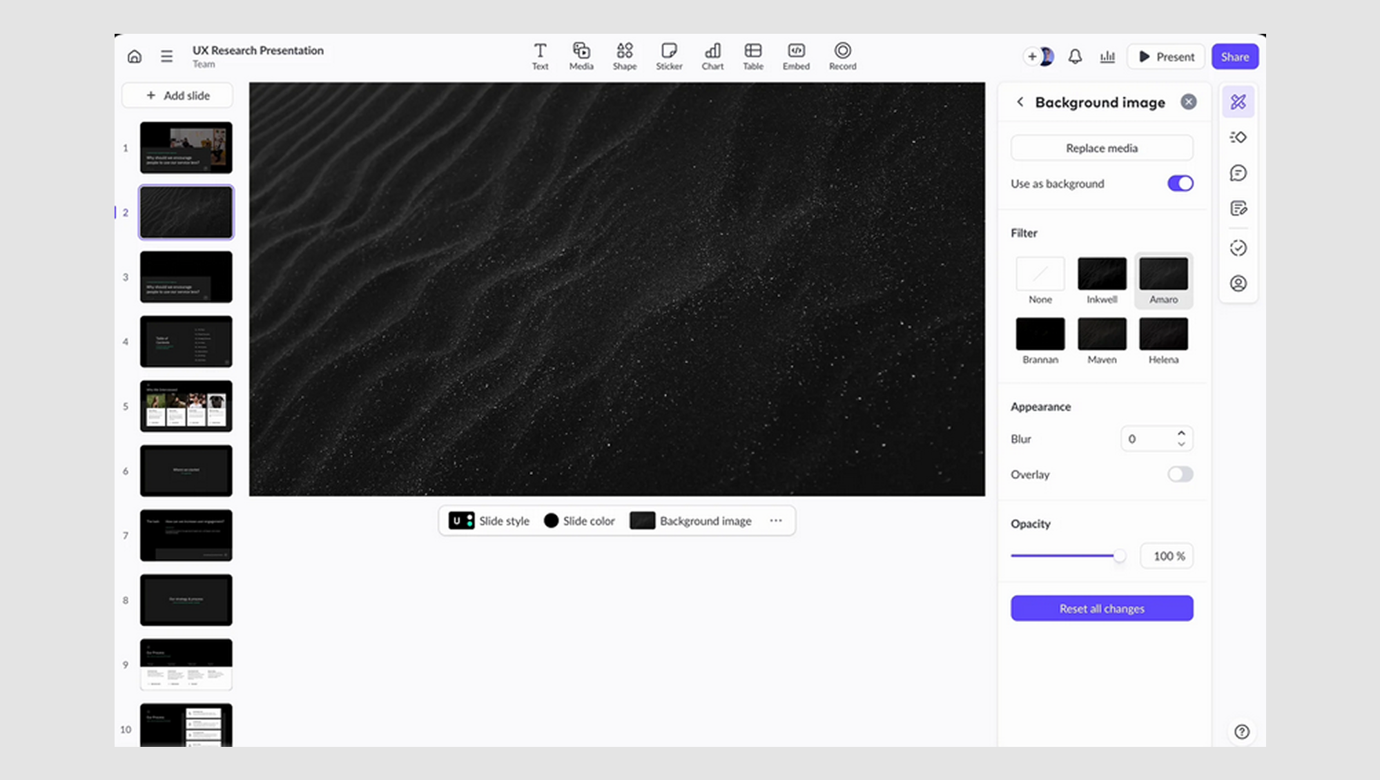 Toggle for background change