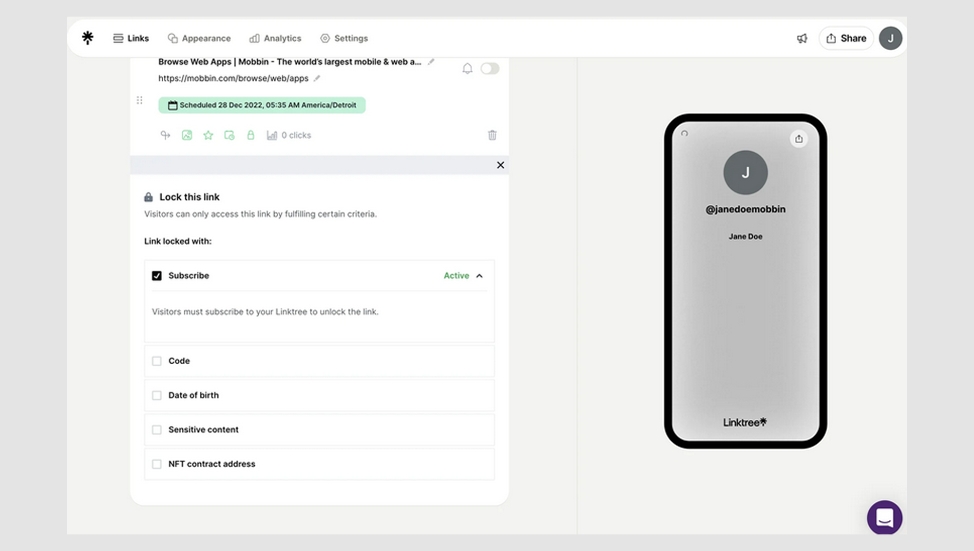 Pre-selected “Subscribe” checkbox