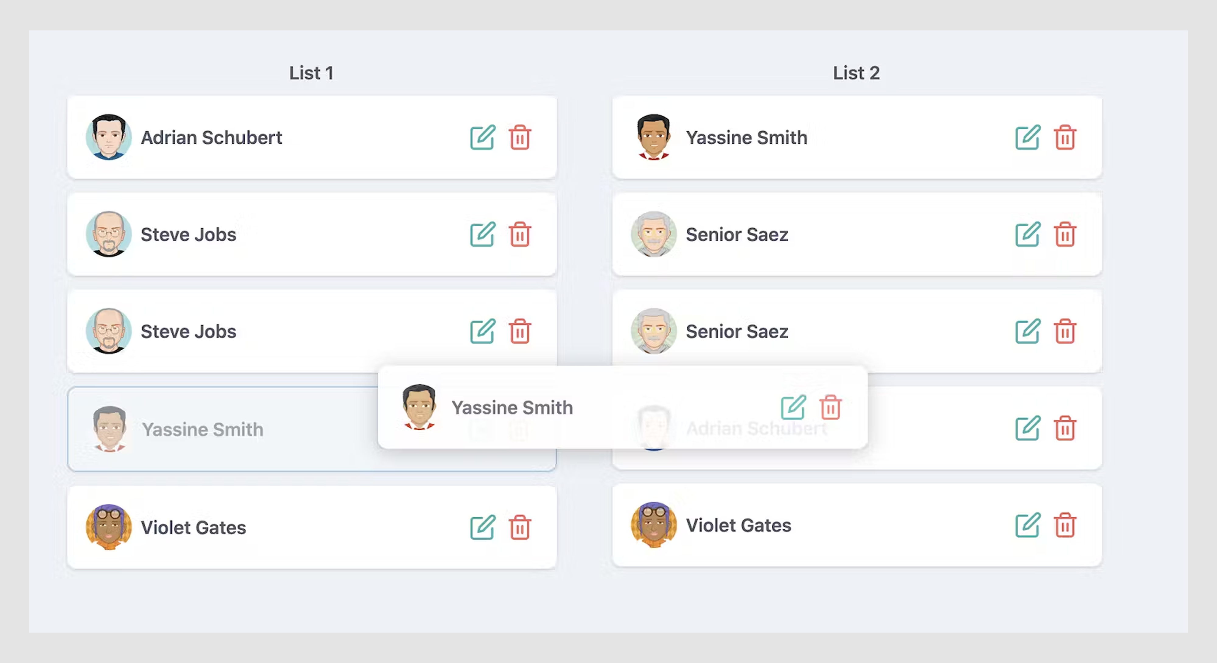Draggable UI elements