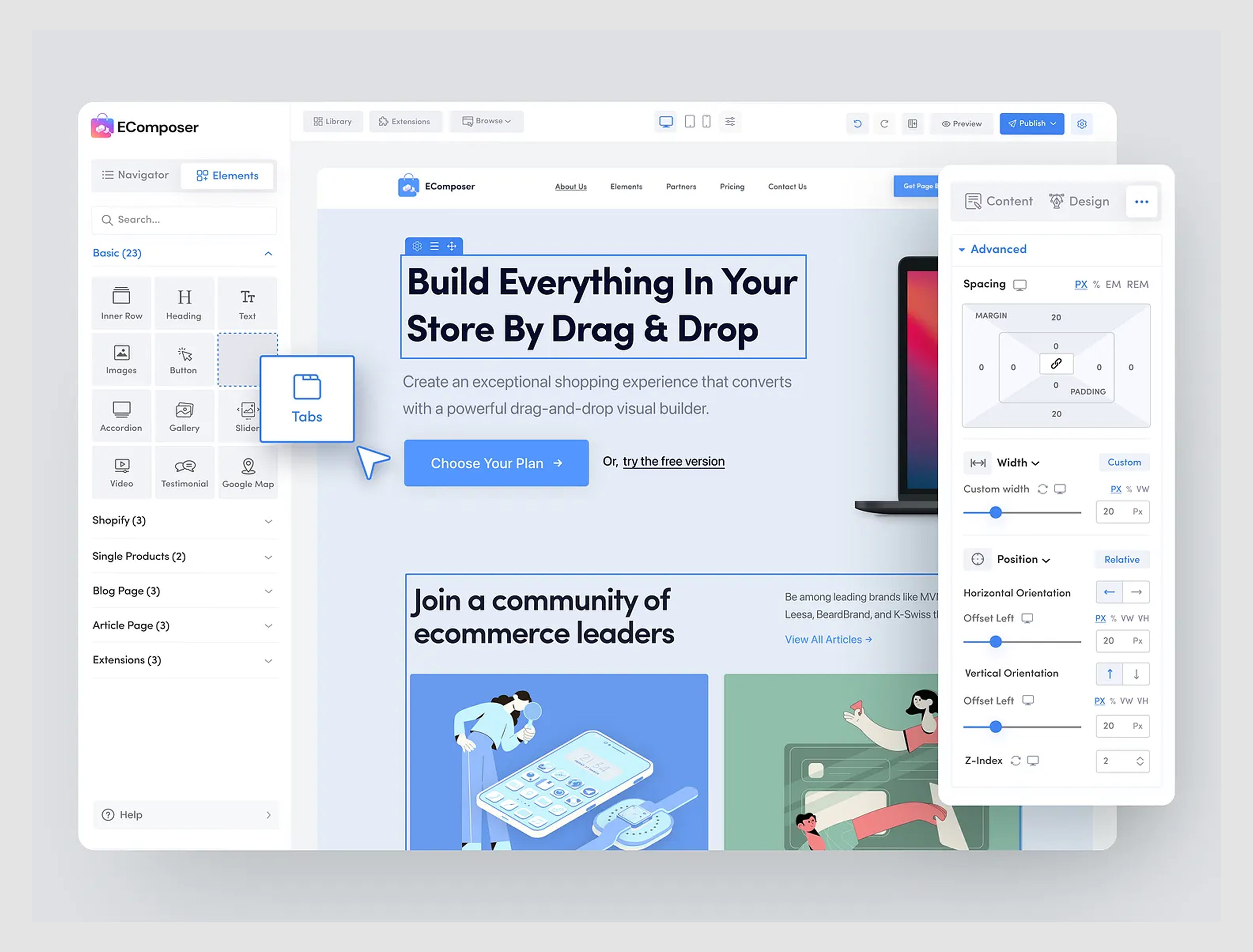 Drag and drop interface design