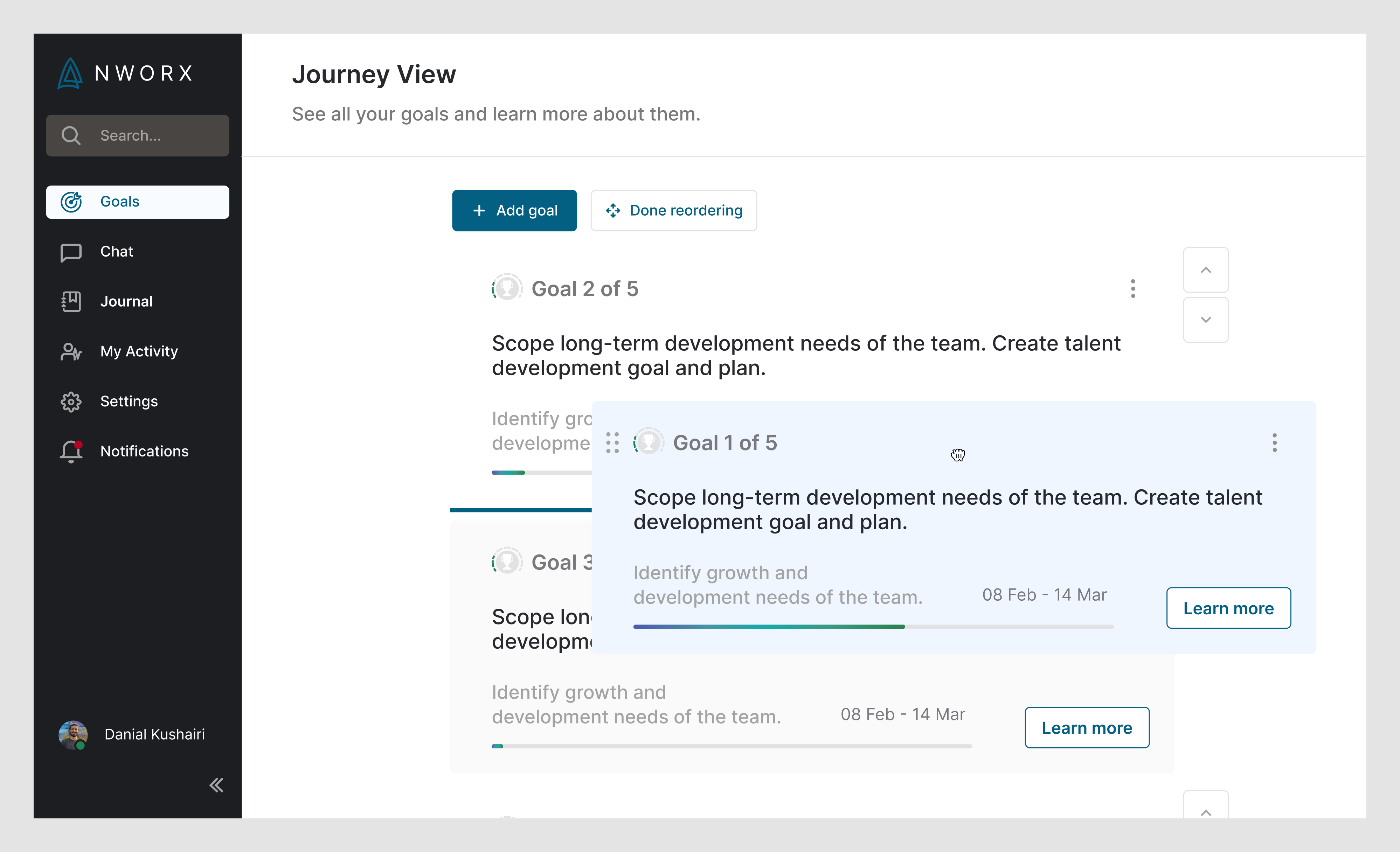 NWORX drag and drop UX