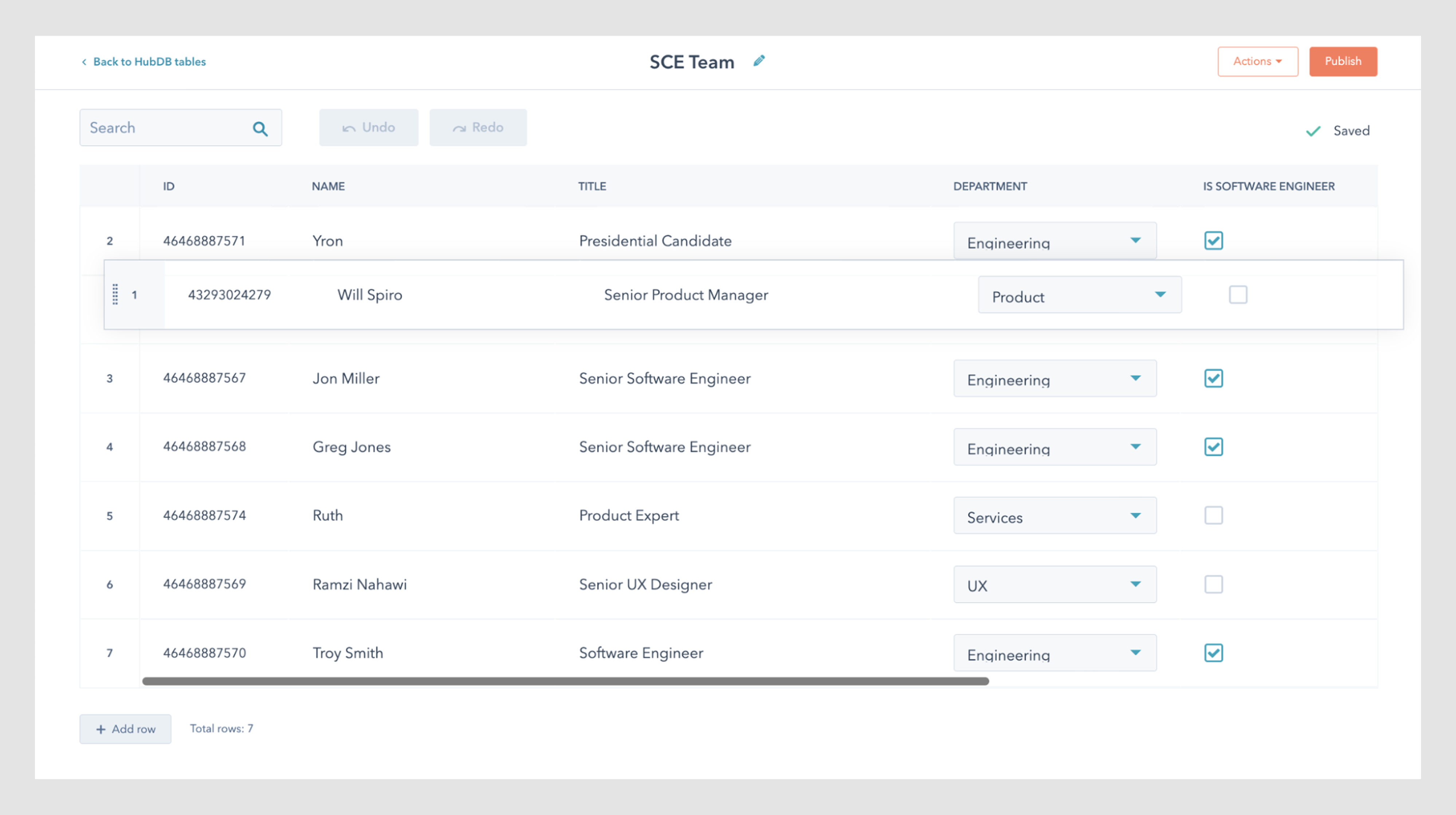 HubSpot draggable list UI