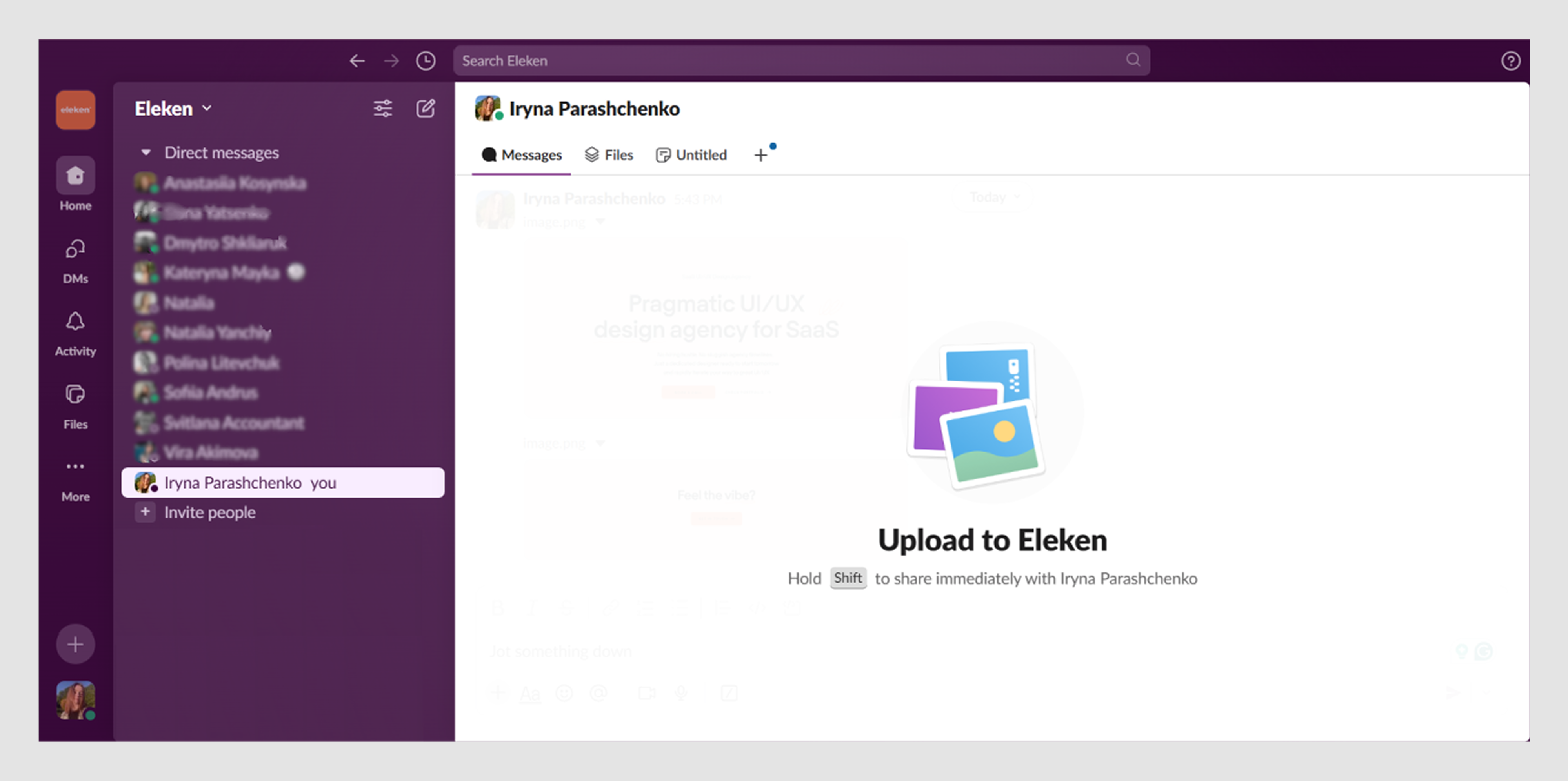 Slack drag file upload