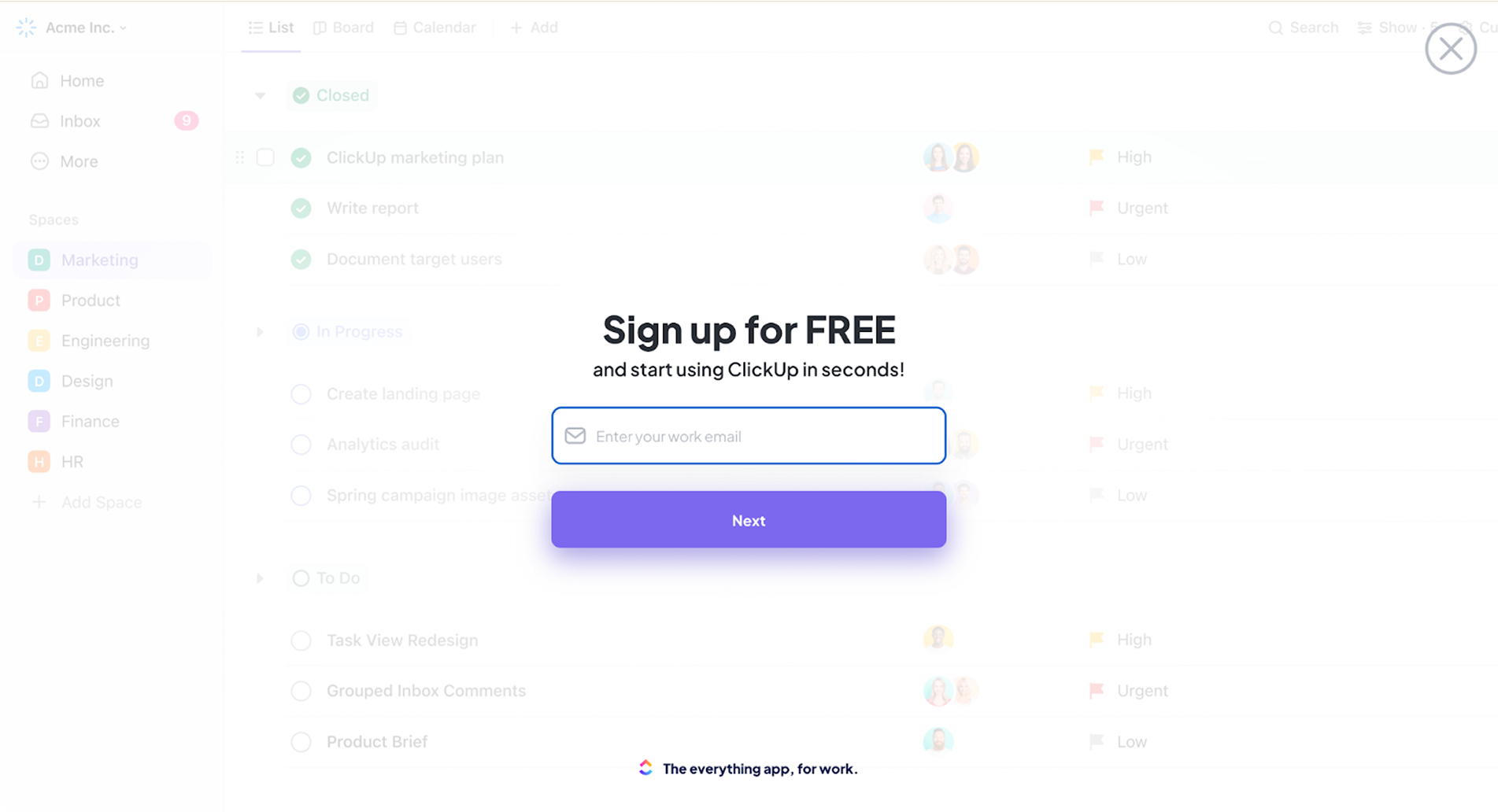 sign-up flow page example