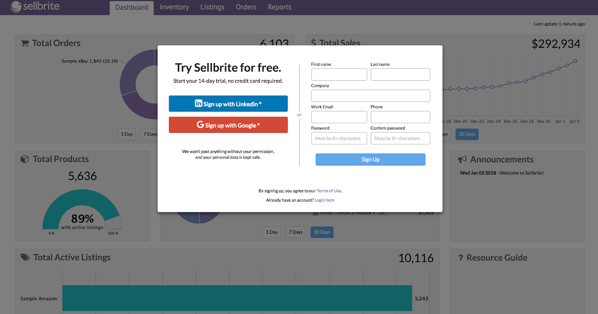 sign-up flow page example
