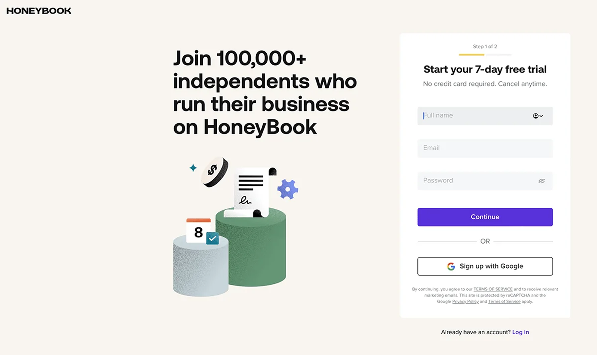 sign-up flow page example