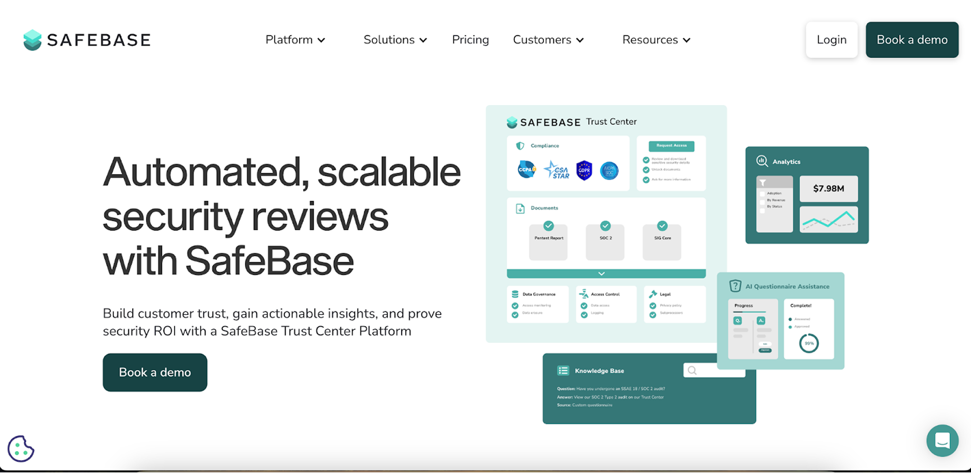Safebase SaaS home page
