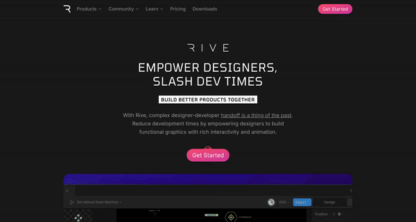 Rive site SaaS design example 