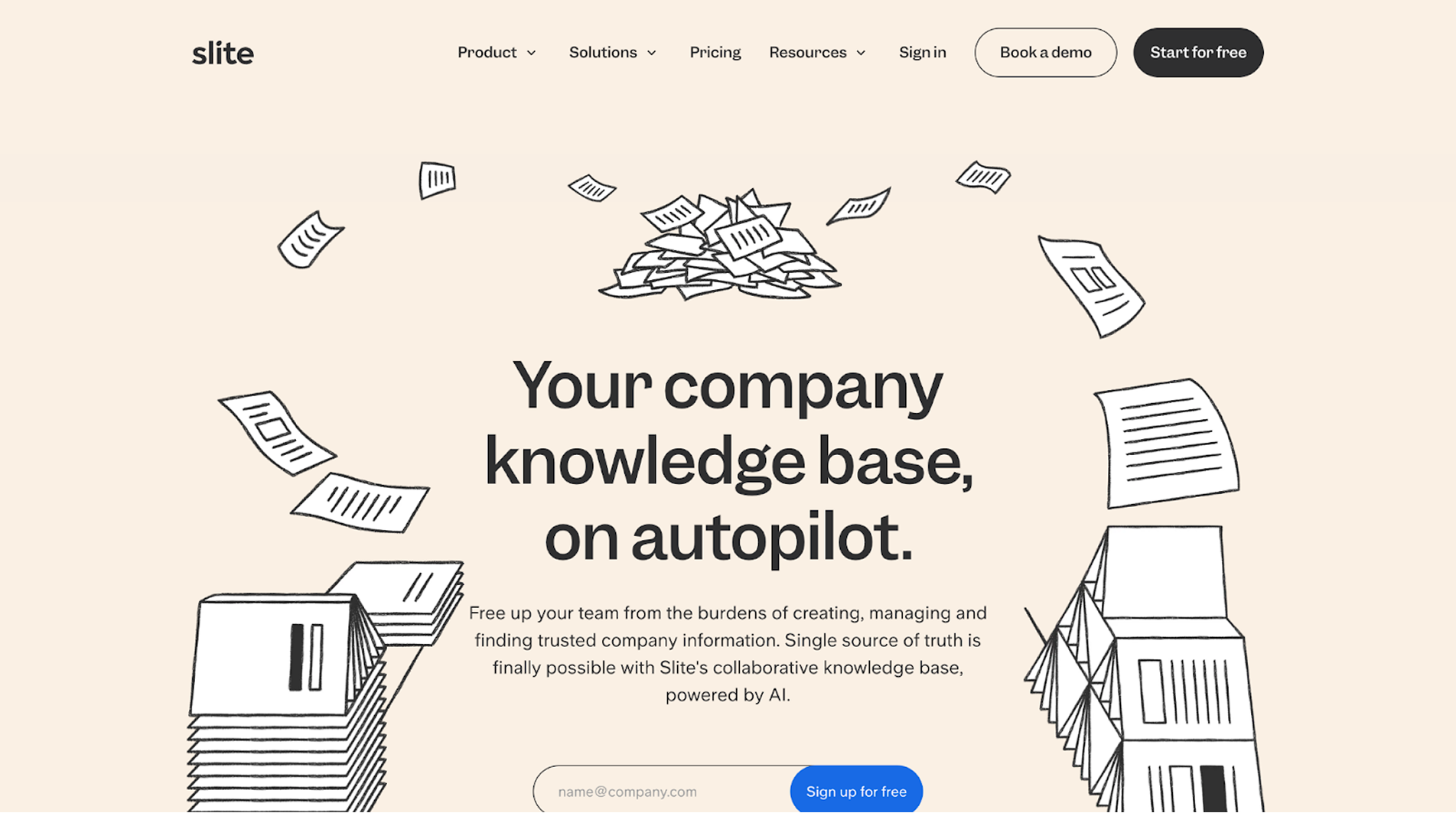 Slite as an example of good B2B websites