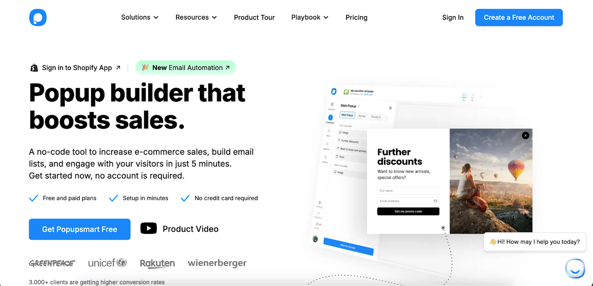 popupsmart B2B sites example
