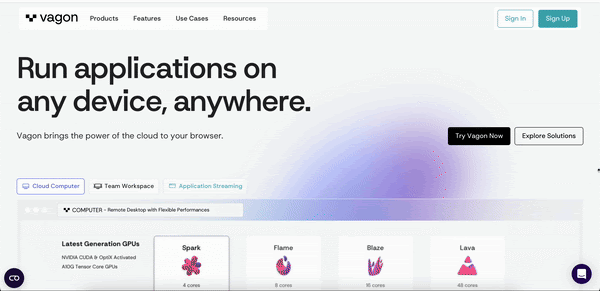 Vagon SaaS website design example 