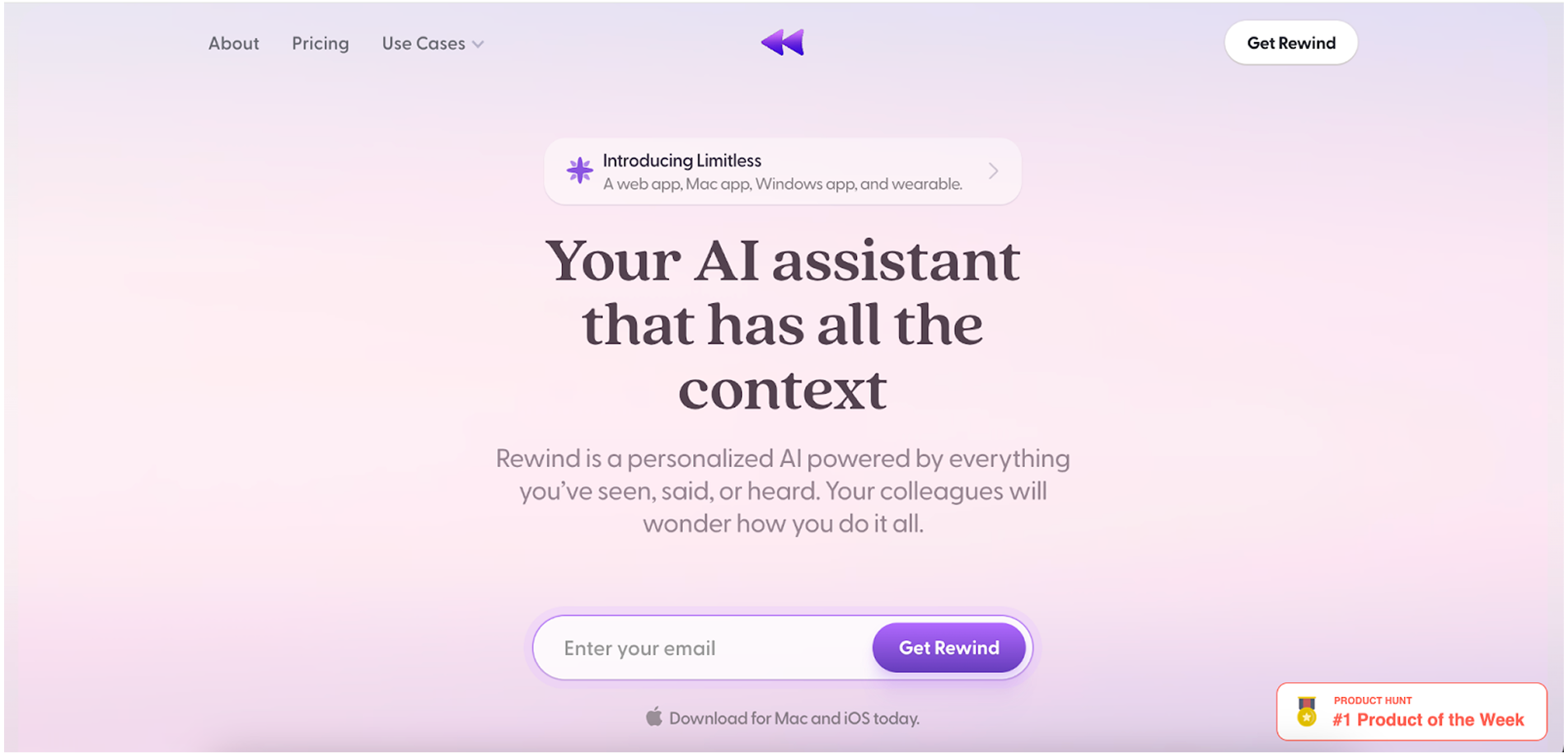 rewind SaaS website example with analysis