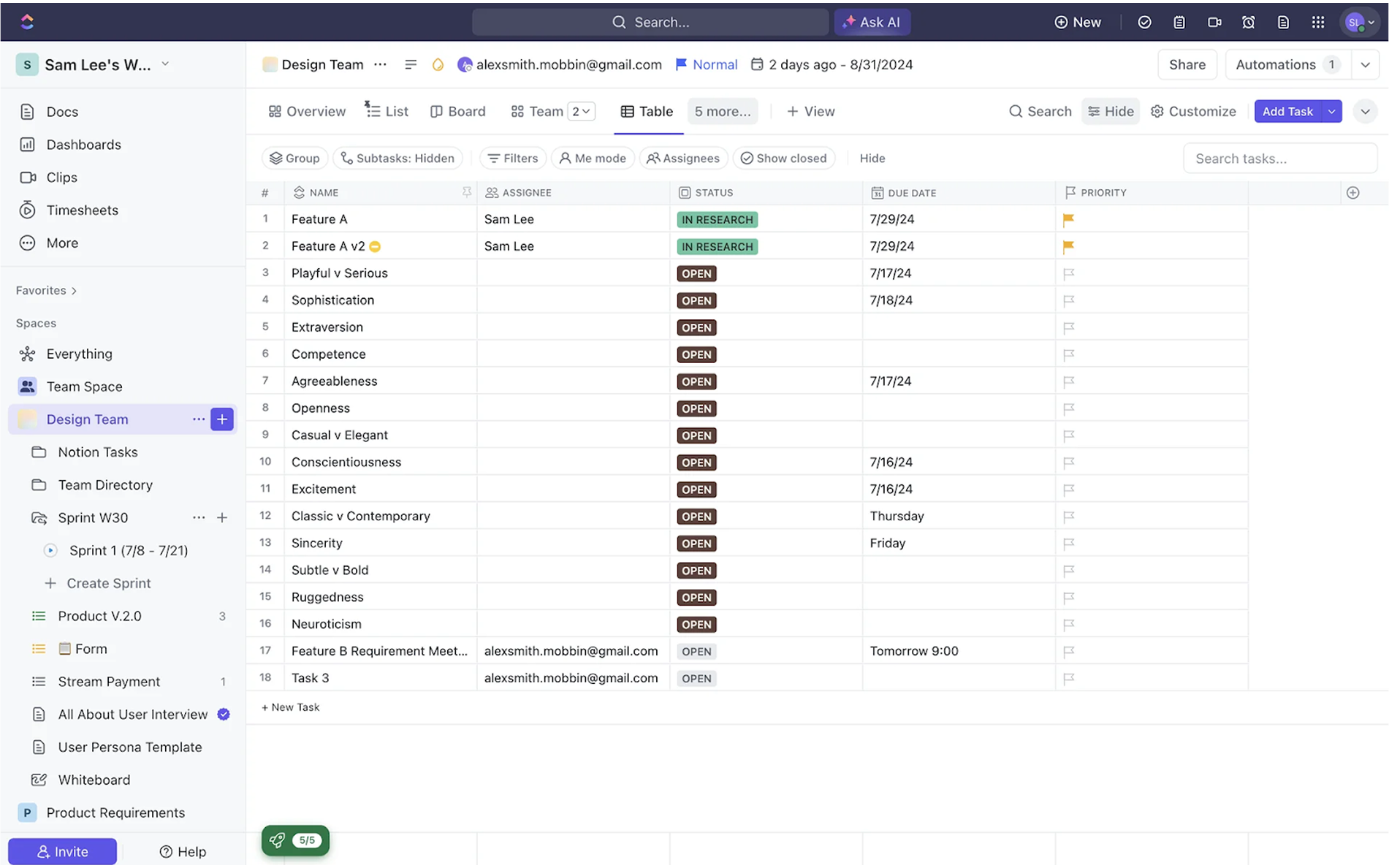 ux table design