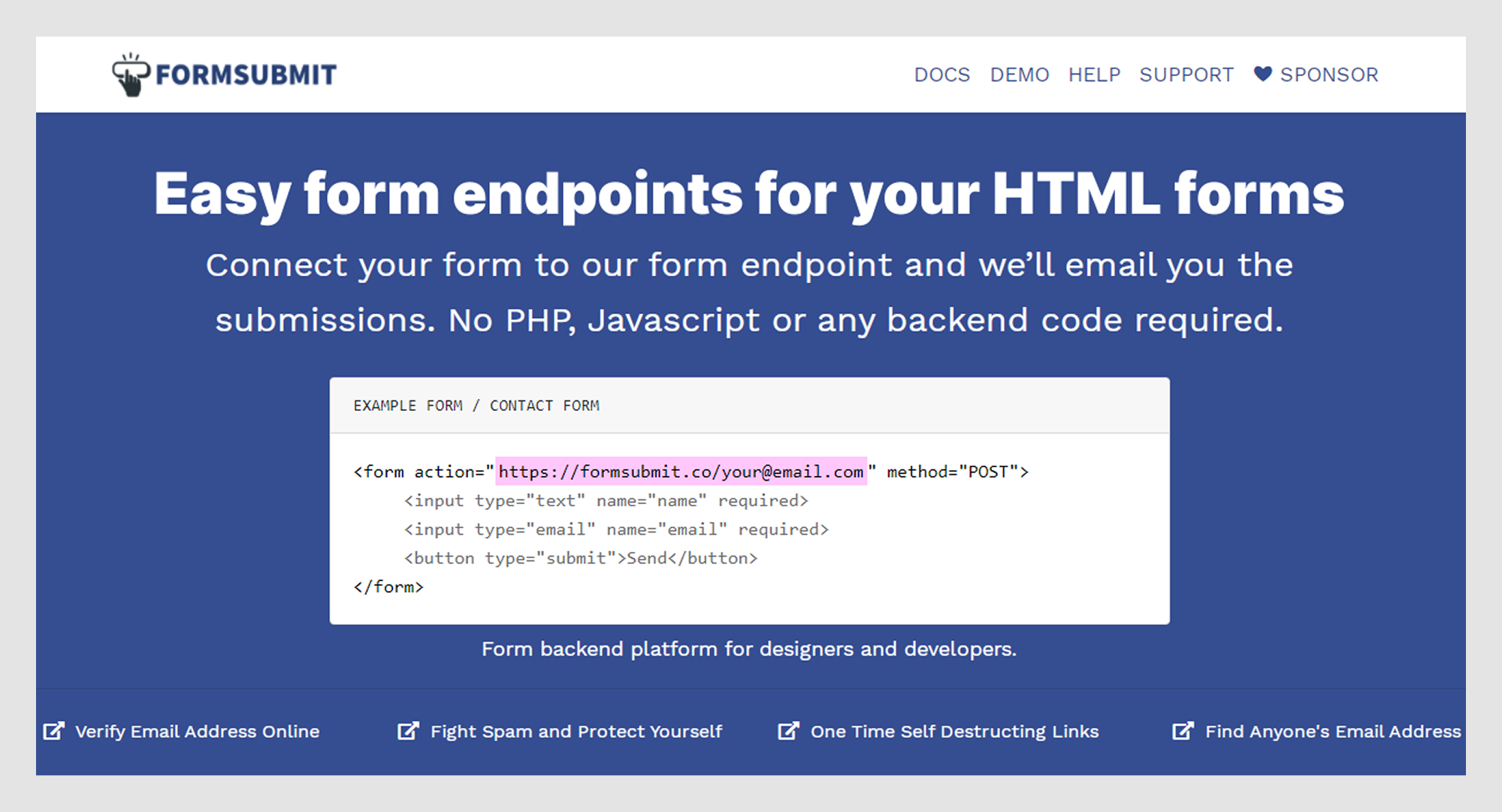  Formsubmit low-code form tool