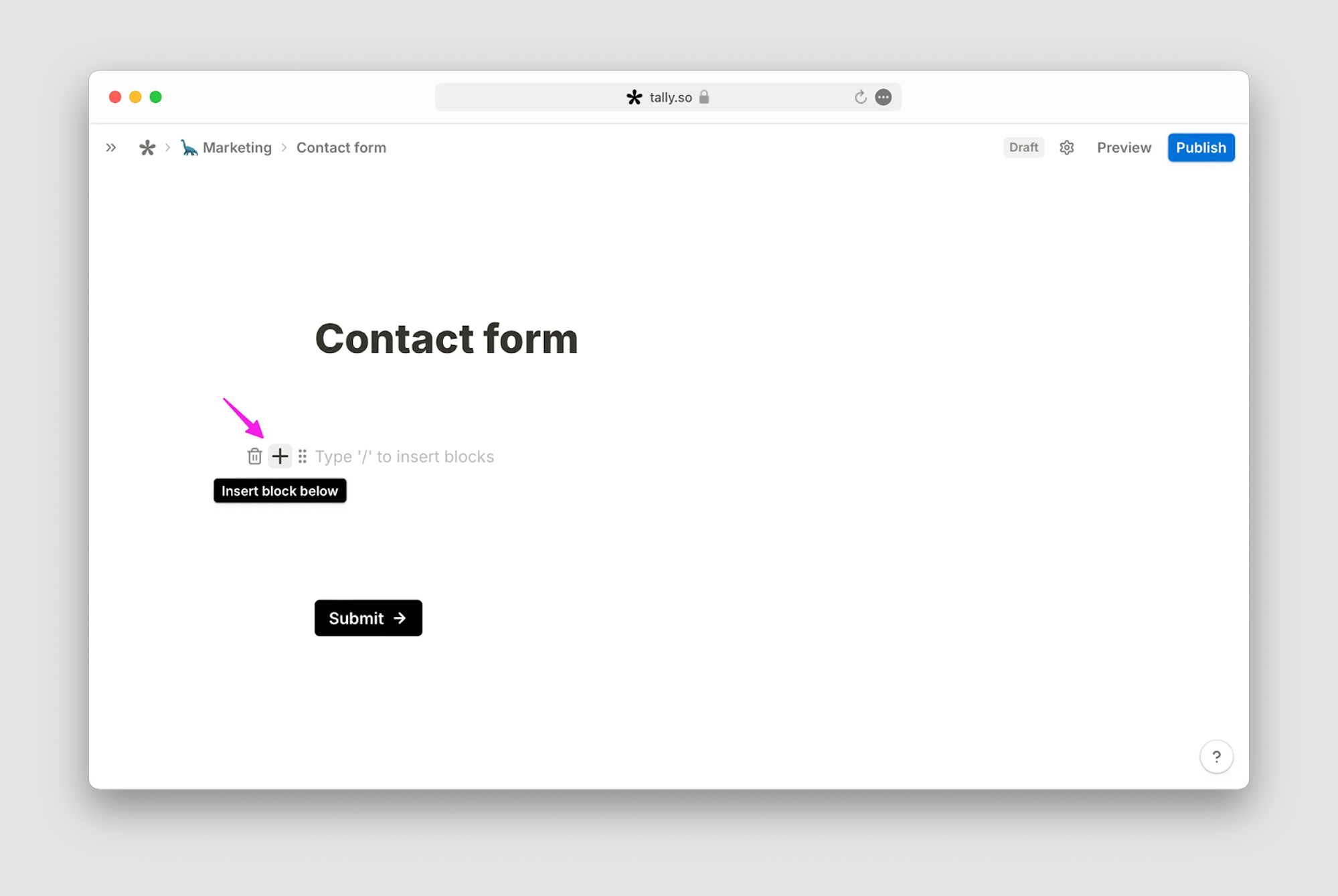 low-code form tool Tally.so