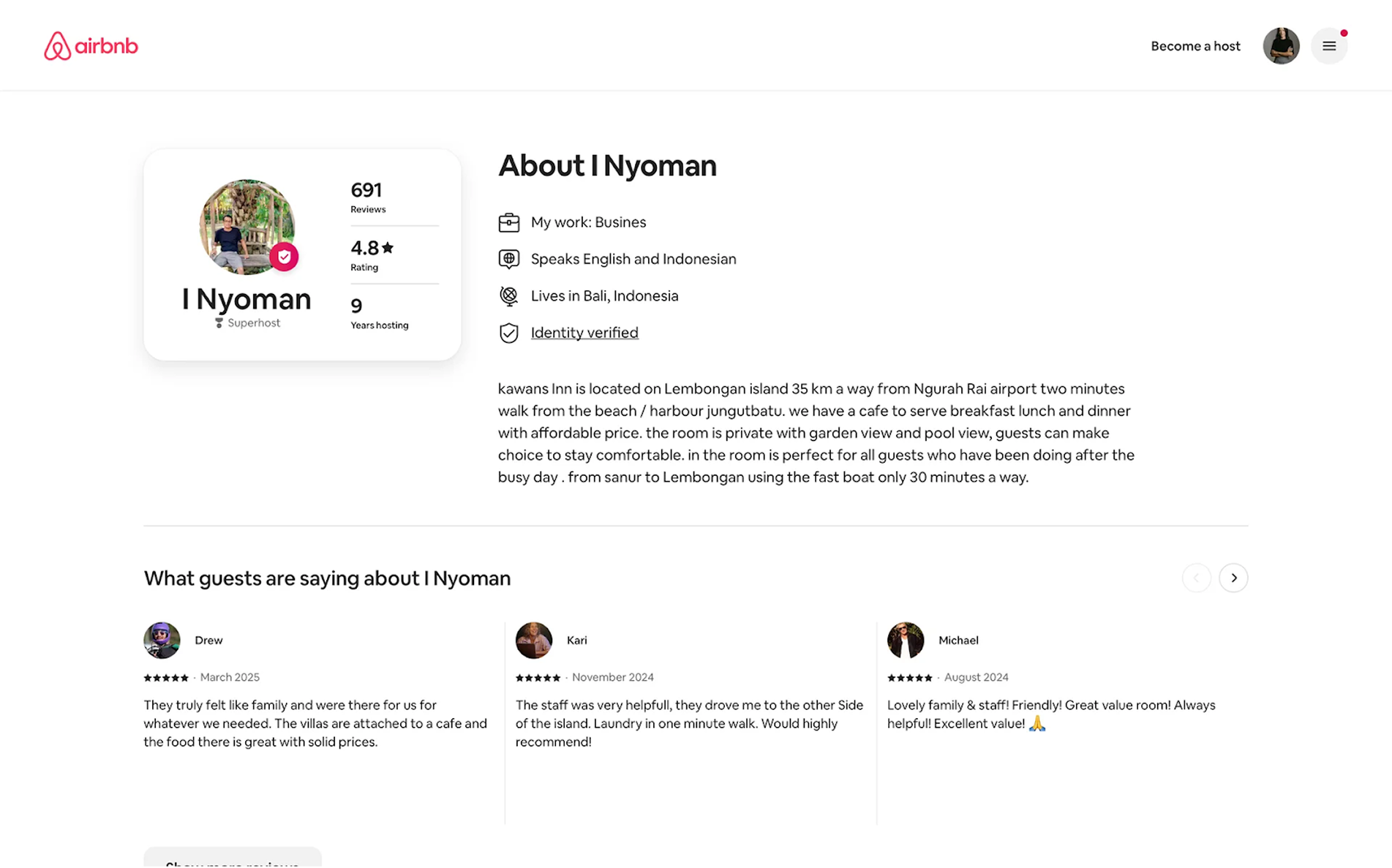 user profile example