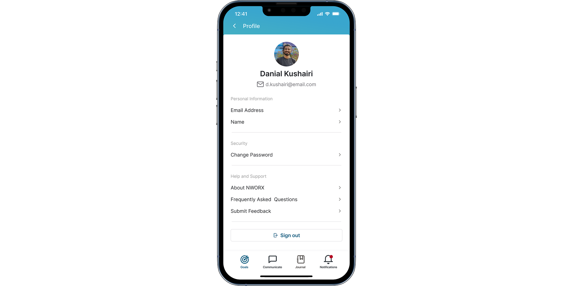 app profile page design
