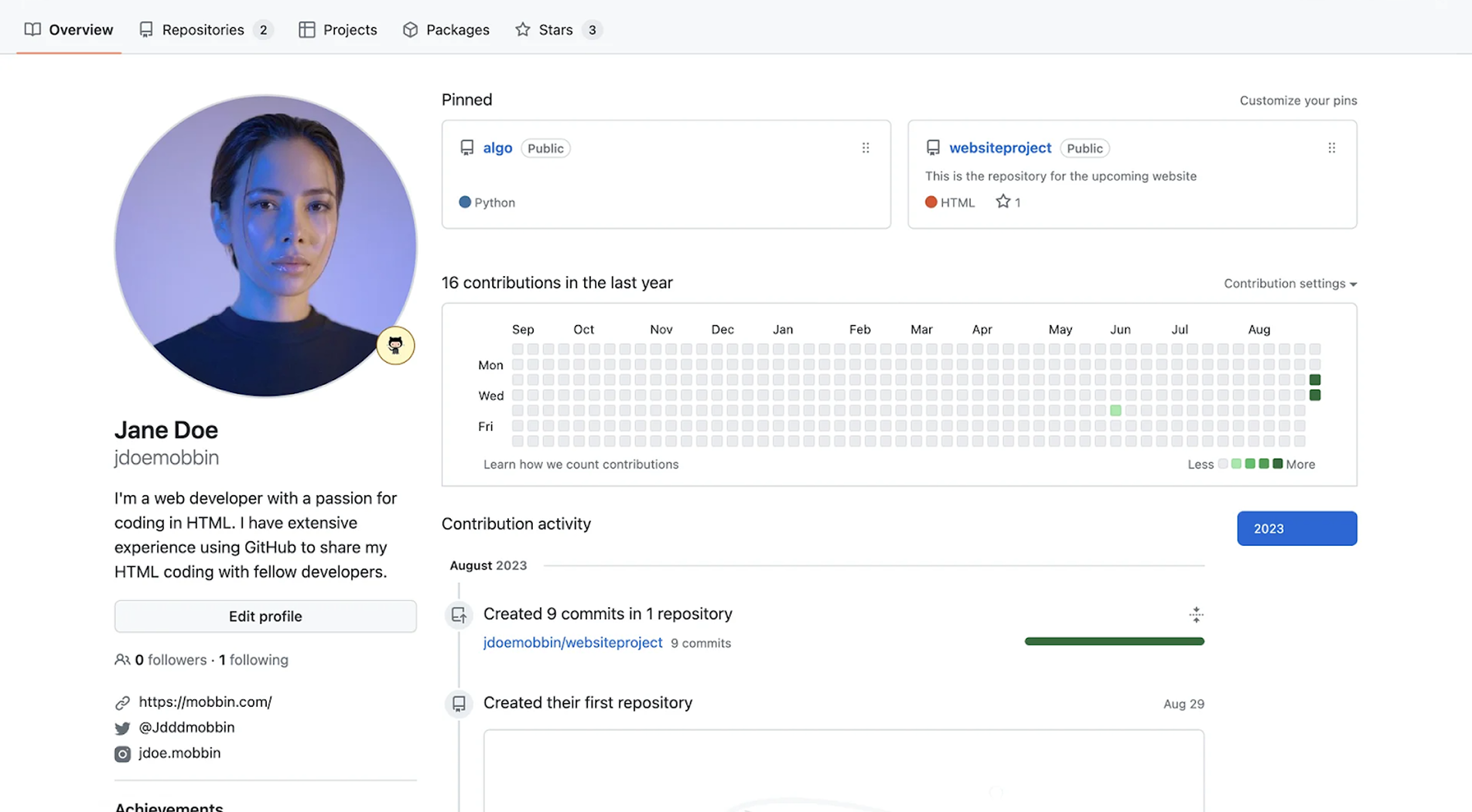 user profile design