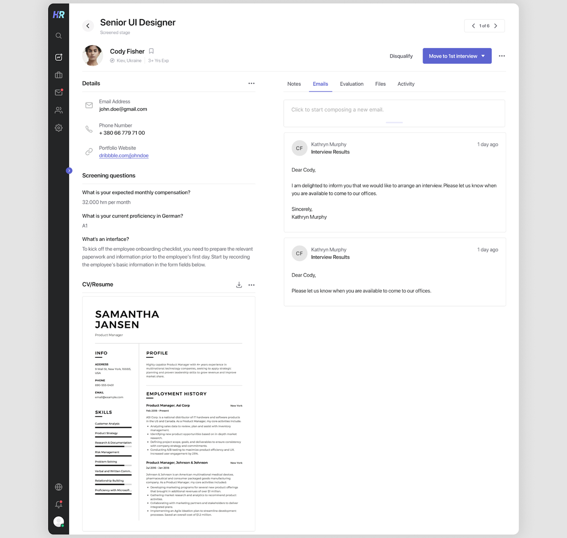 profile page design