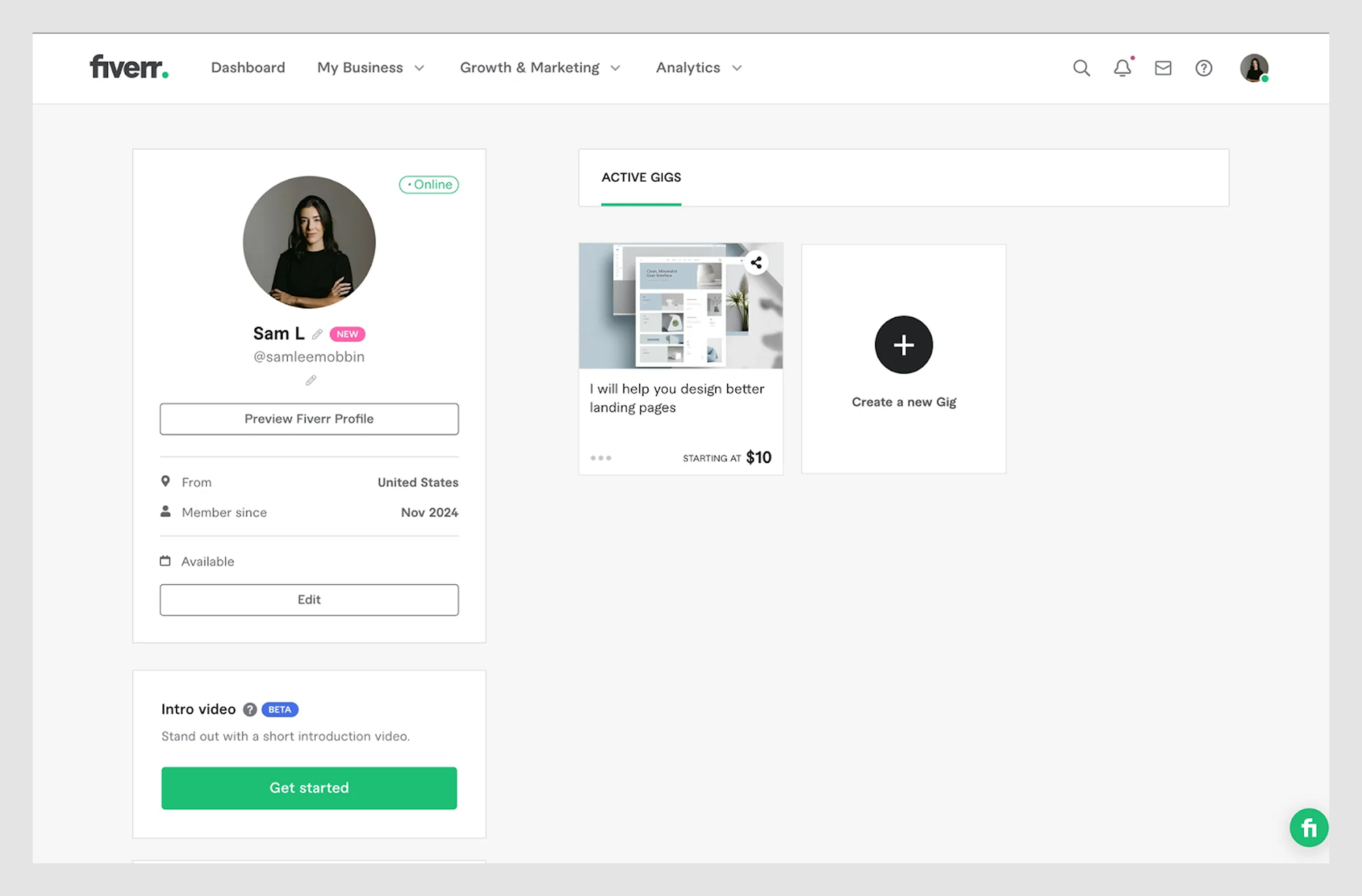 fiverr personal page