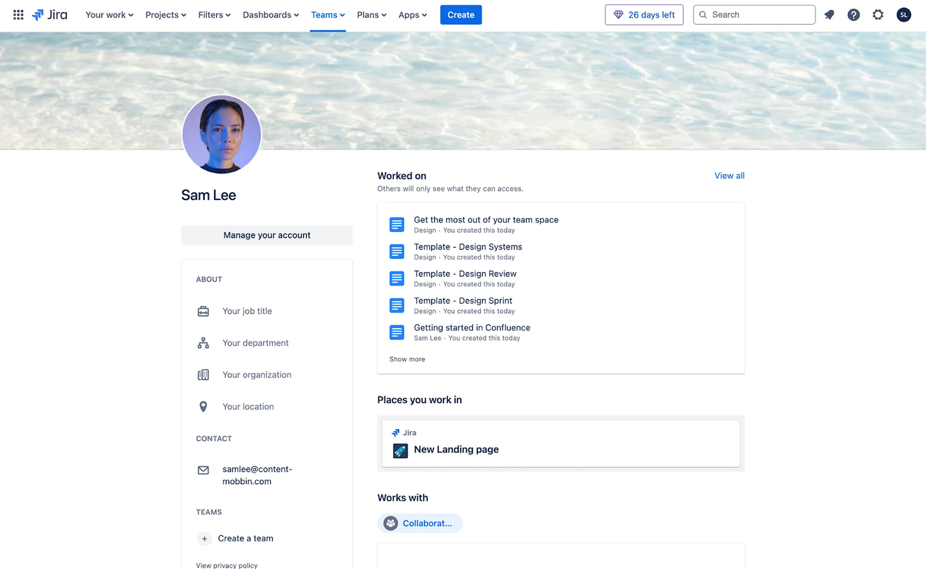 jira profile page design