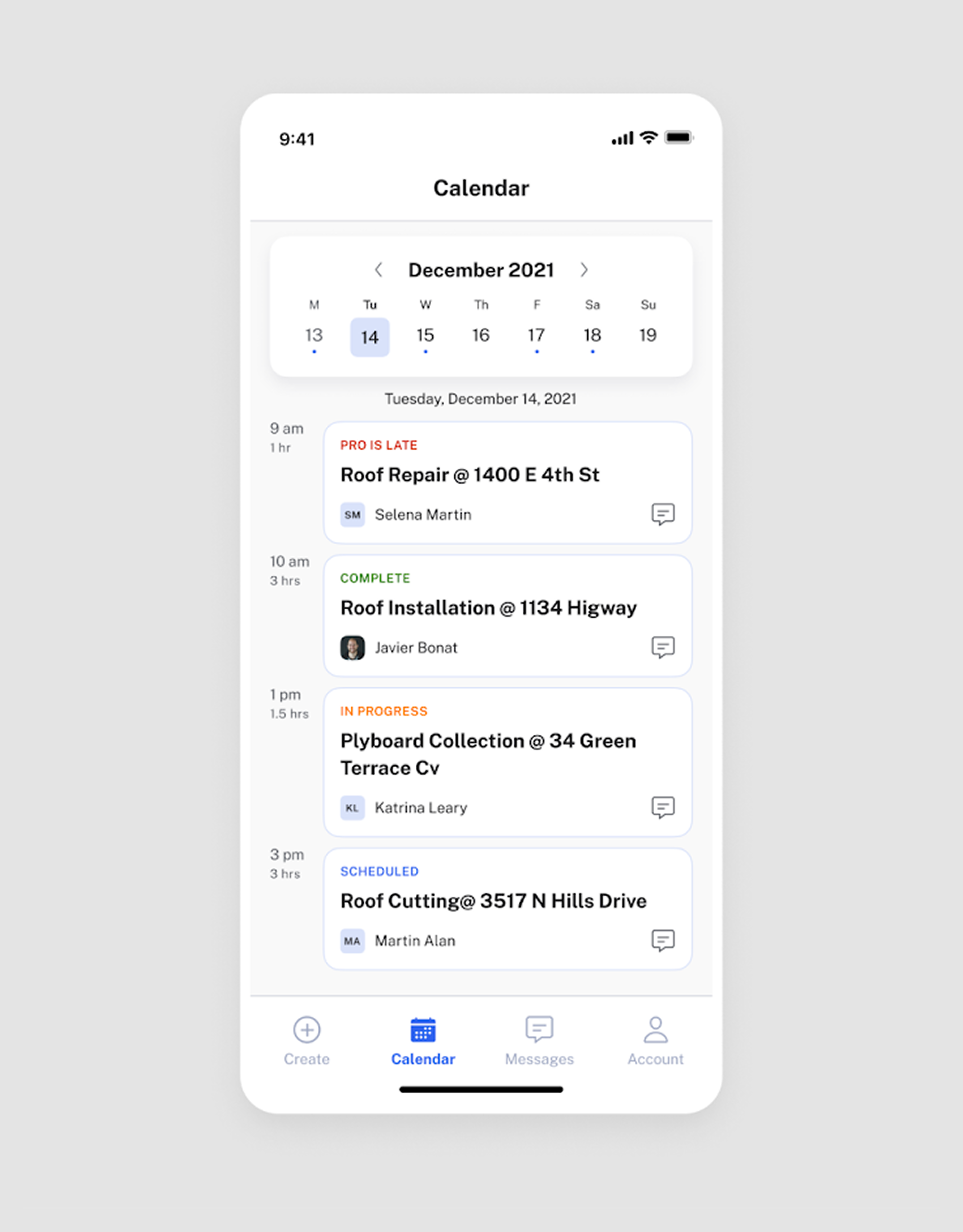 calendar UI example