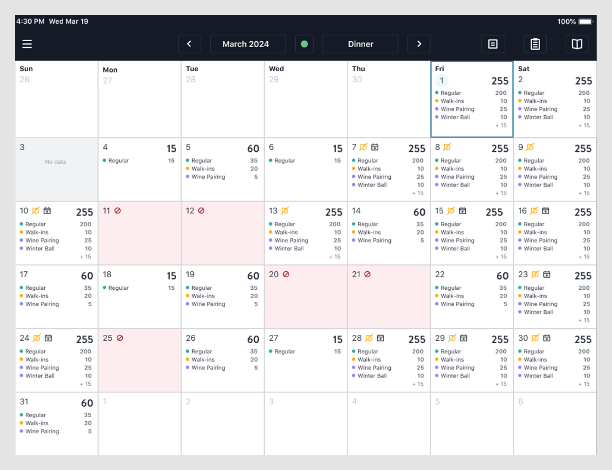 calendar UI example