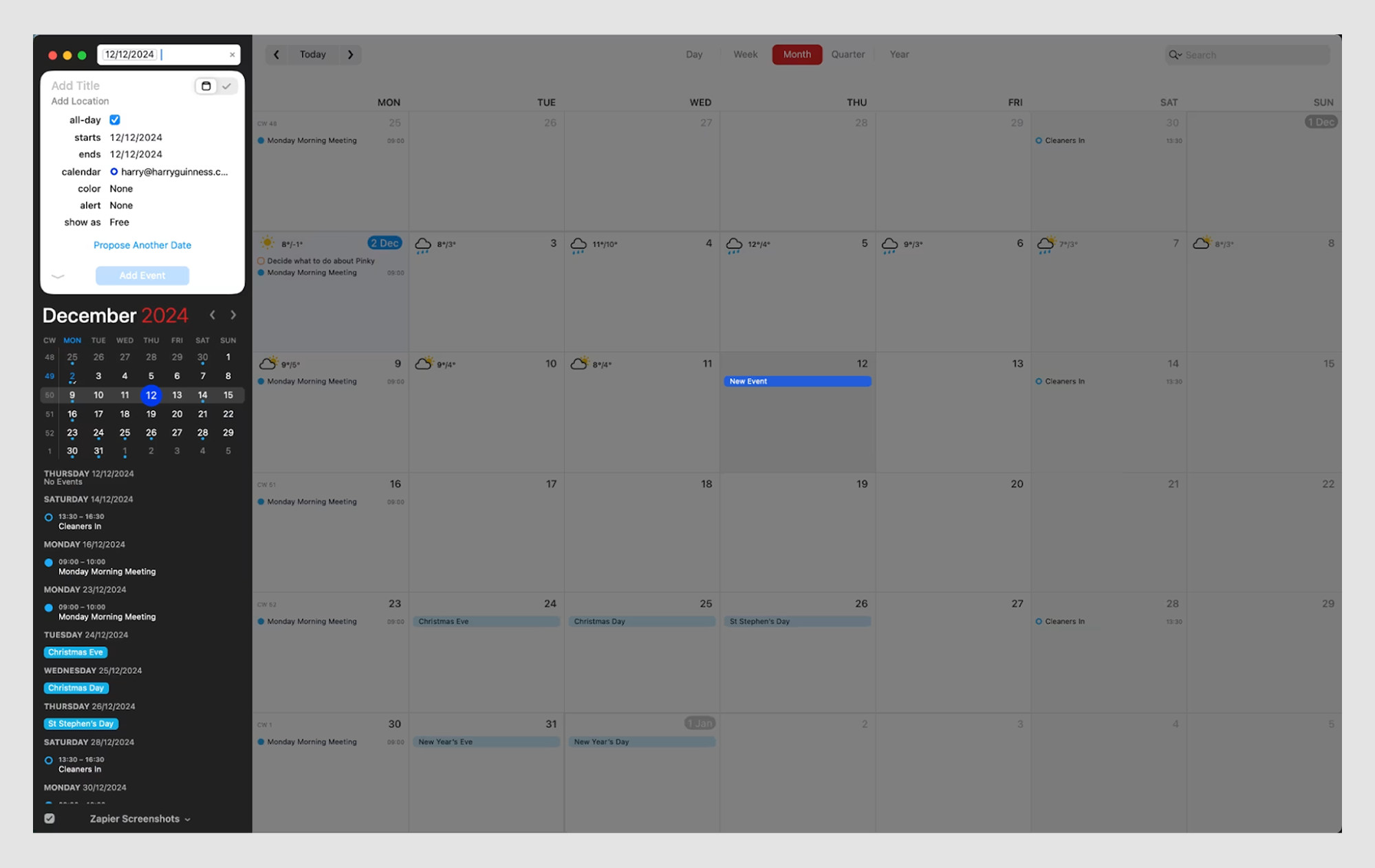 calendar UI example