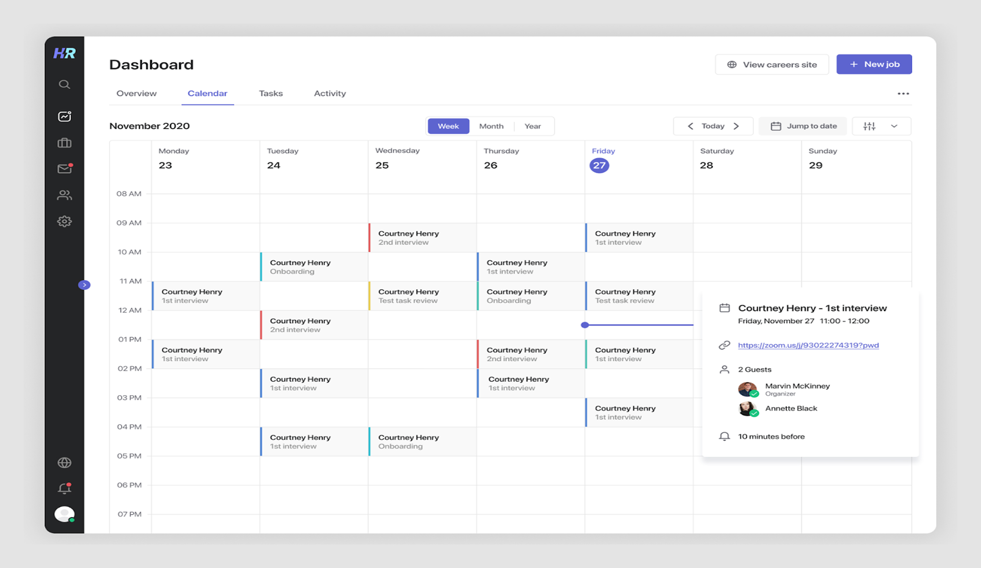 calendar UI example